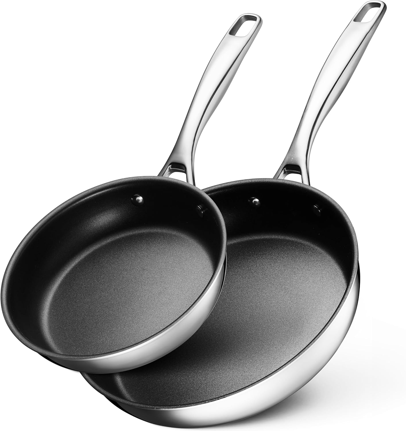 Legend Cookware SuperStainless Non-Stick Skillets - 5-Ply Stainless Steel + Aluminum - 2-Ply PFOA-Free Non-Stick - All Cooking Surfaces + Oven - Lids Sold Separately - 1 ea. 8" & 10" Fry Pans Thumbnail
