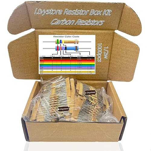 Juego surtido de resistencias de película de carbono de metal, 1000 valores, 1 ohmio -10 M ohmios, 1/2 W, 1000 valores