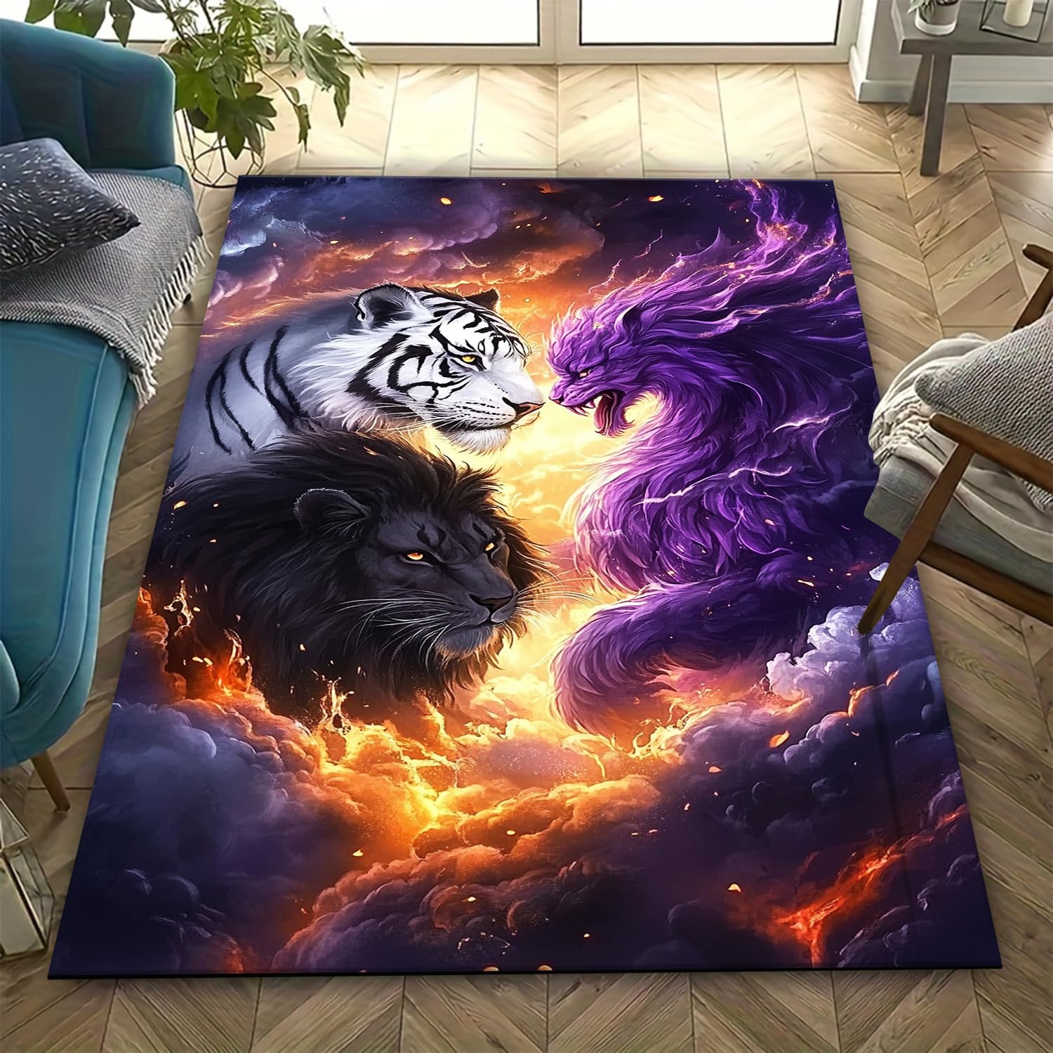 Tapis de chambre enfant tigre 3D lavable pour créer un espace de jeu doux et sécurisé