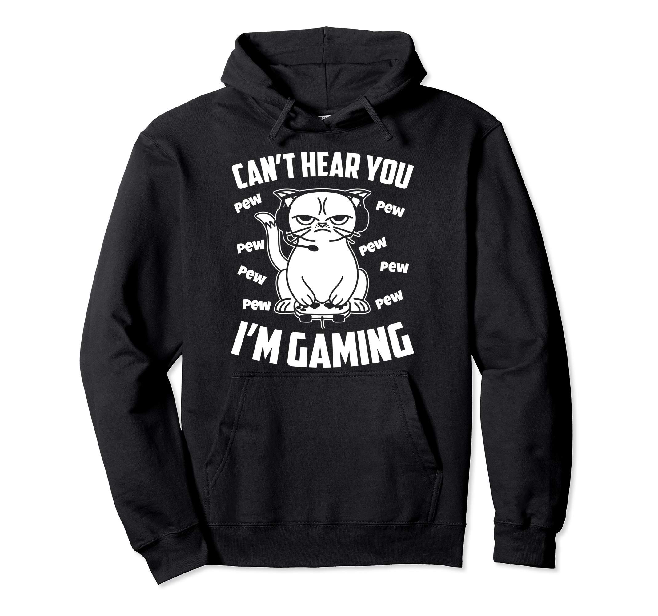 Funny Grumpy Gaming Cat Outfit for GamerCan't hear you I'm gaming, Funny Gamer Cat Pullover Hoodie