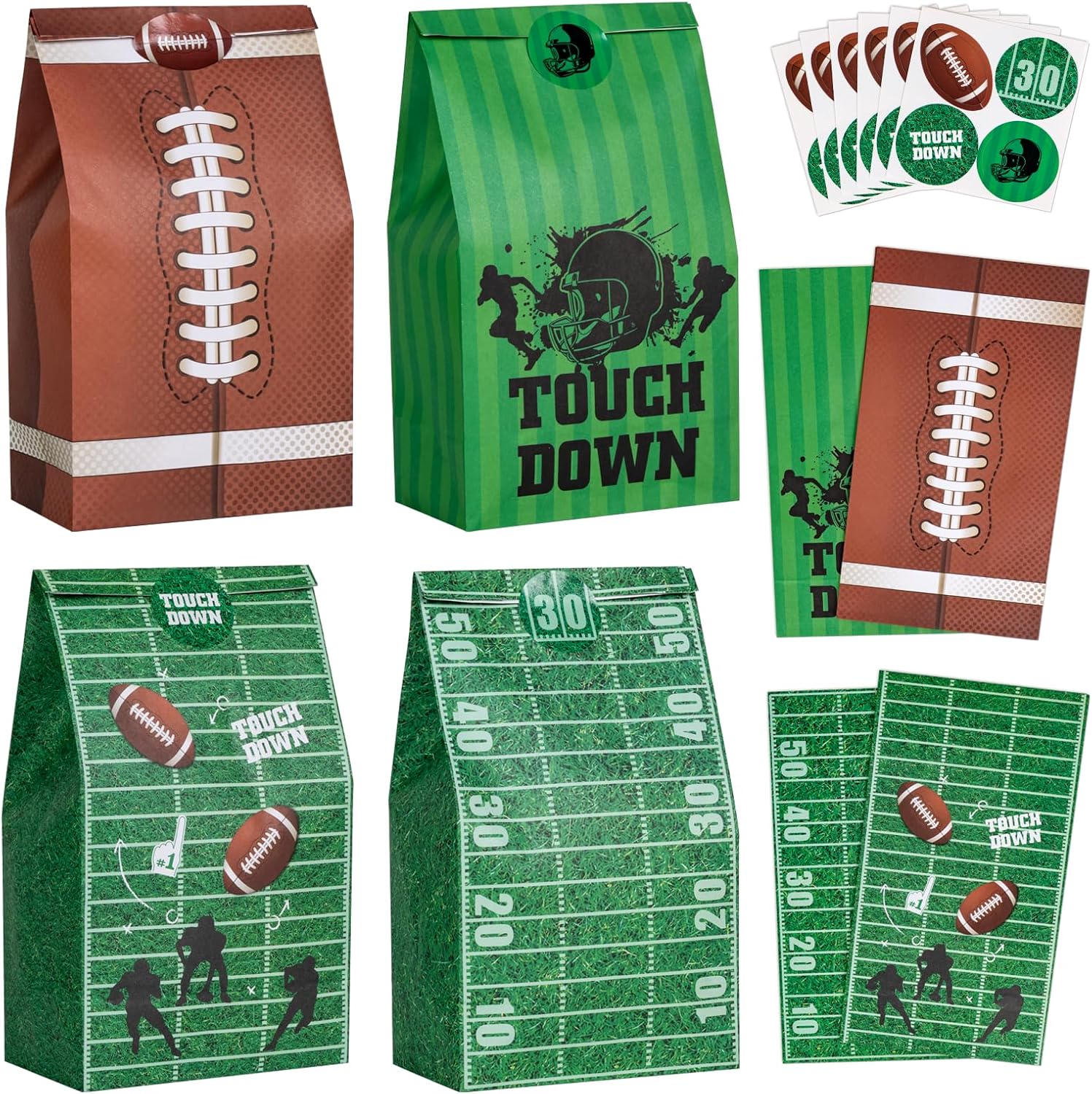 DECORLIFE 24PCS Football Party Favor Bags, 4 Styles