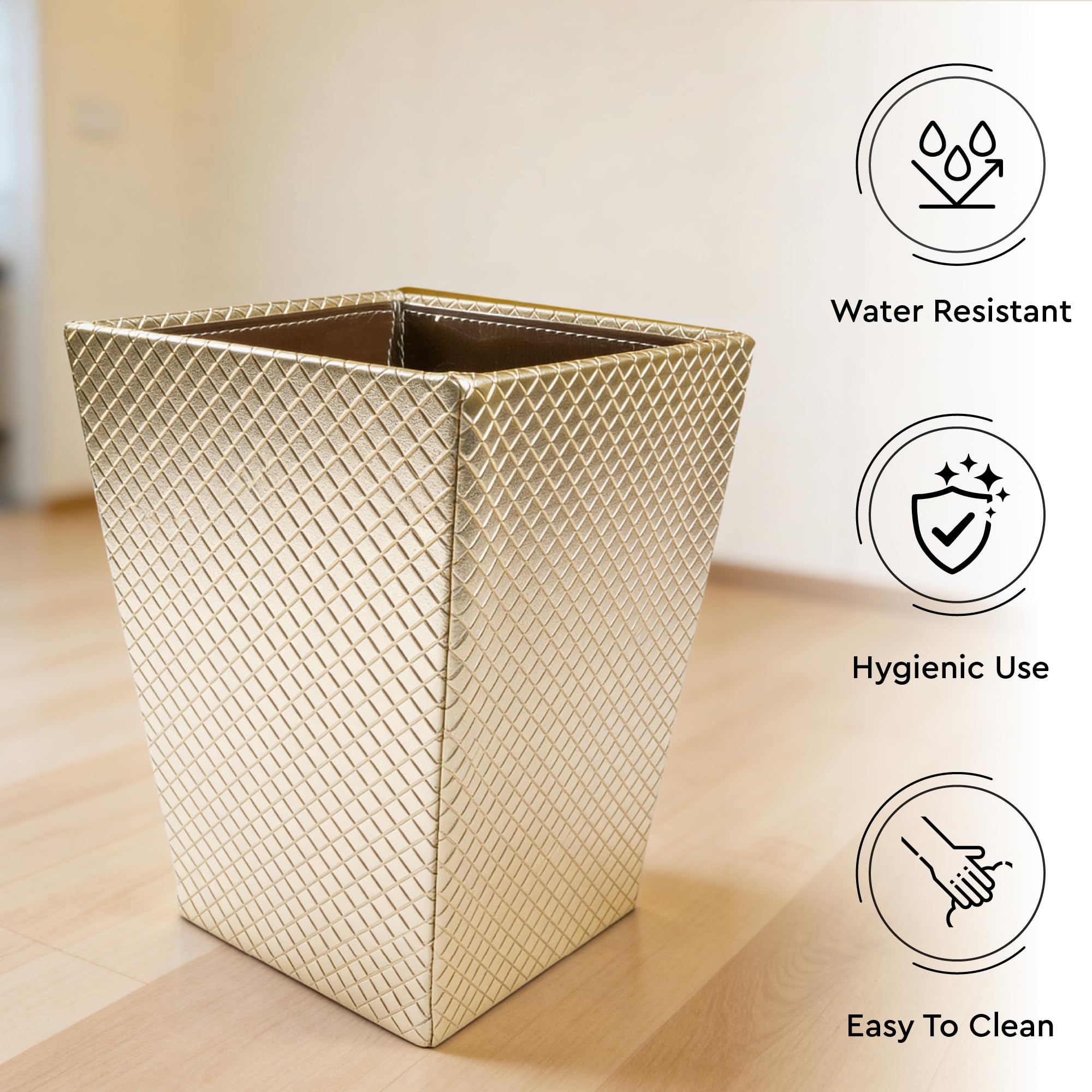 Encasa XO Leather Dustbin - Elegant Waste Bin -3