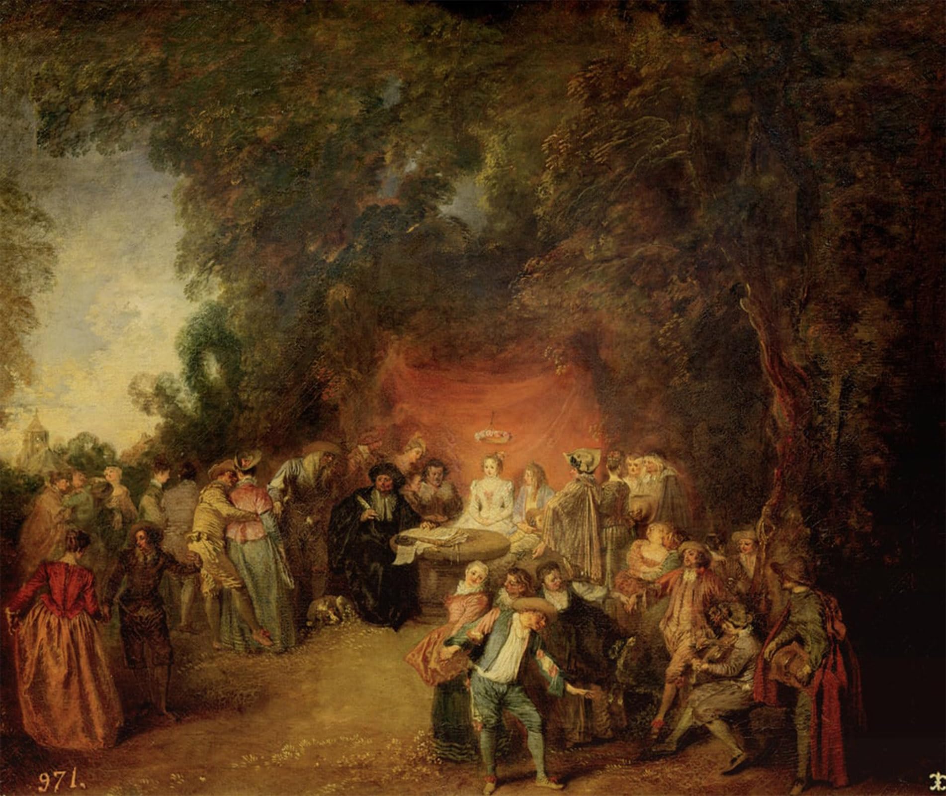 ARTXLXXBN Famous Painting Art Wall Decor Abstract Art Picture the Marriage Contract by Jean Antoine Watteau Animal Pictures for Home Decor 60x90cm