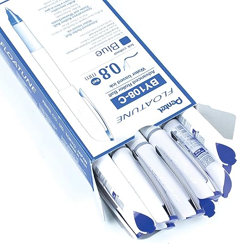 Miniatura 3 de Pentel Floatune Rollerball, línea media de 0.031 in, tinta azul, paquete de 12