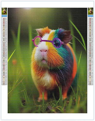 Miniatura 2 de Kits de pintura de diamantes para adultos, 5D DIY taladro redondo completo, arte de diamante, anteojos, cobaya, pintura de diamantes por números,