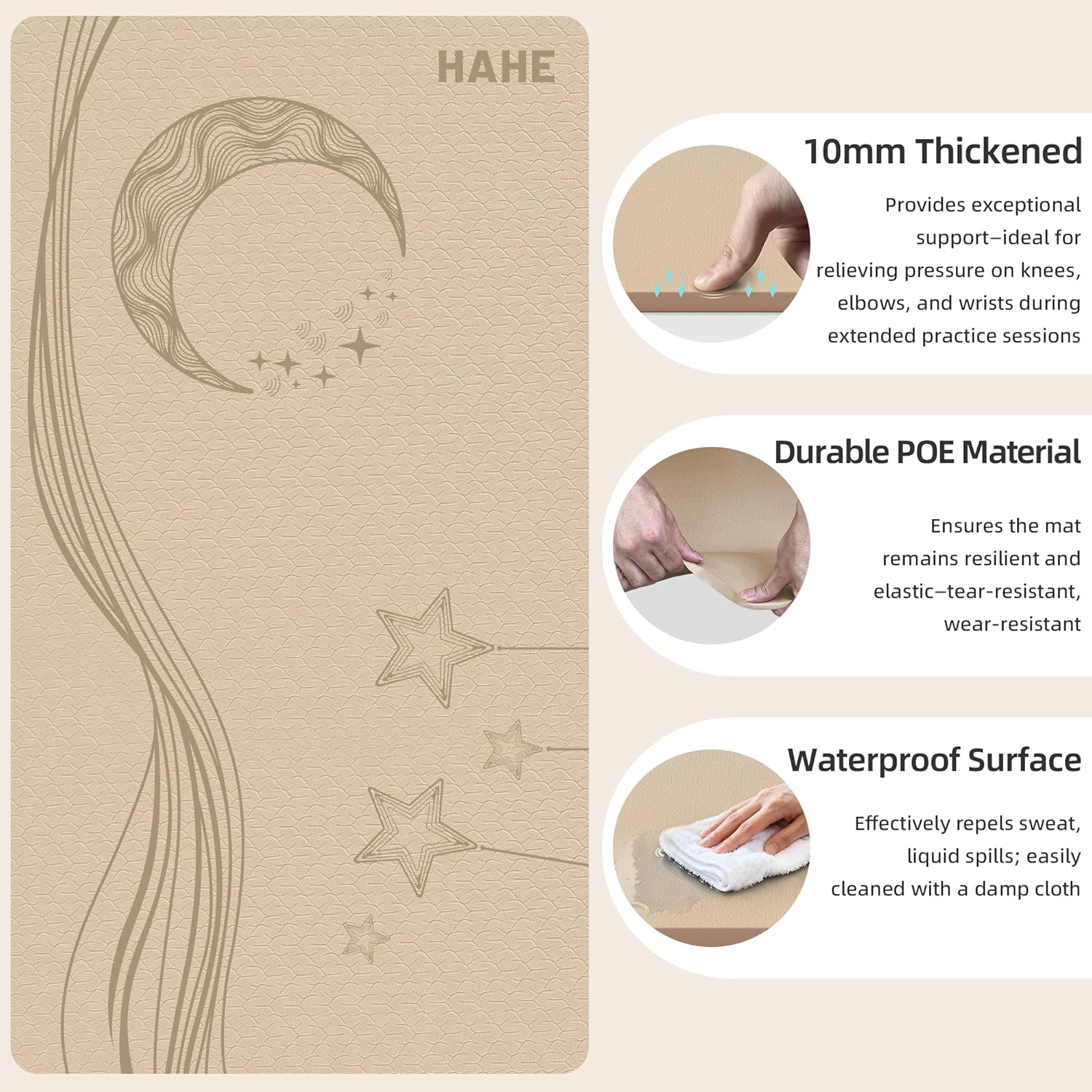 Large Yoga Mat, 72"x40"x0.4"Thick, Extra Wide Exercise Mat, Oversized Non Slip Workout Mat with Strap for Yoga, Pilates, Fitness, Home Gym Studio