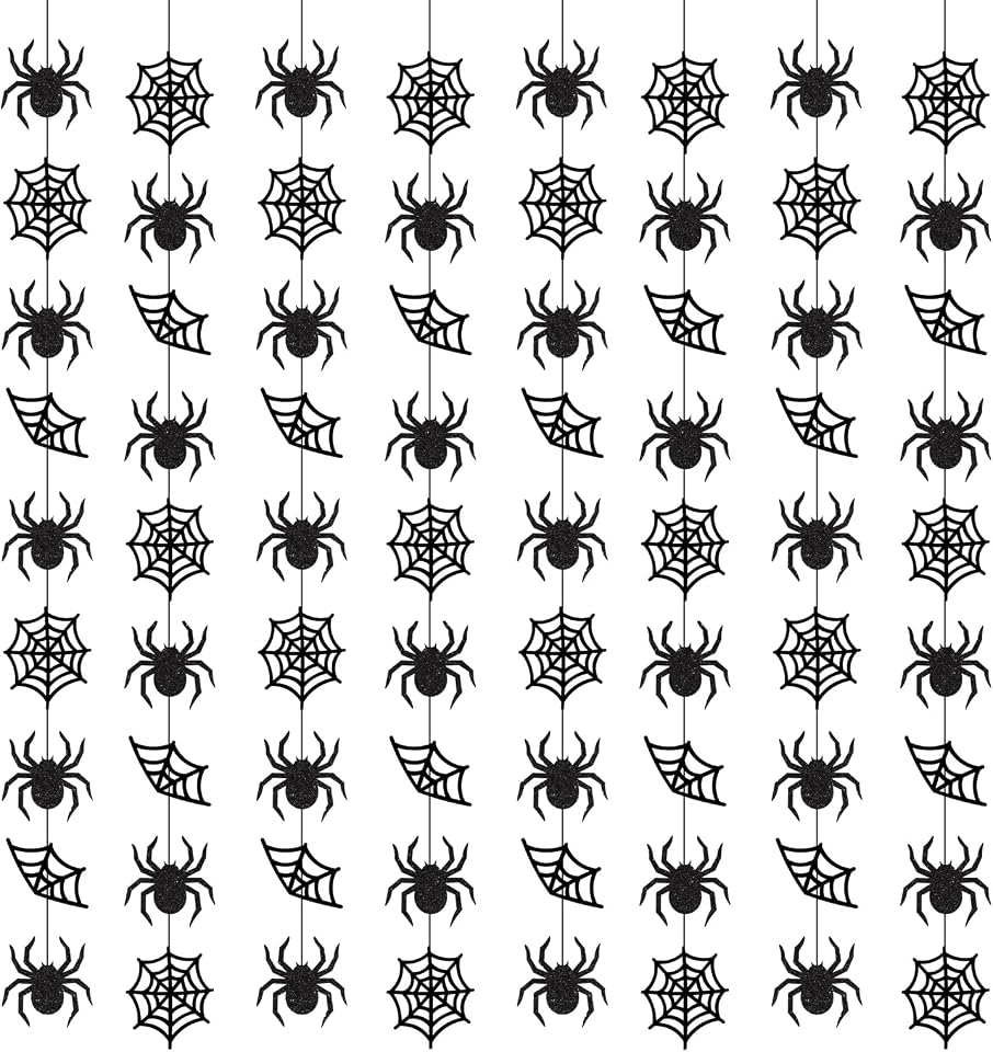 Black Spiderweb Hanging Garlands, 8-Pack product image from the current Amazon listing