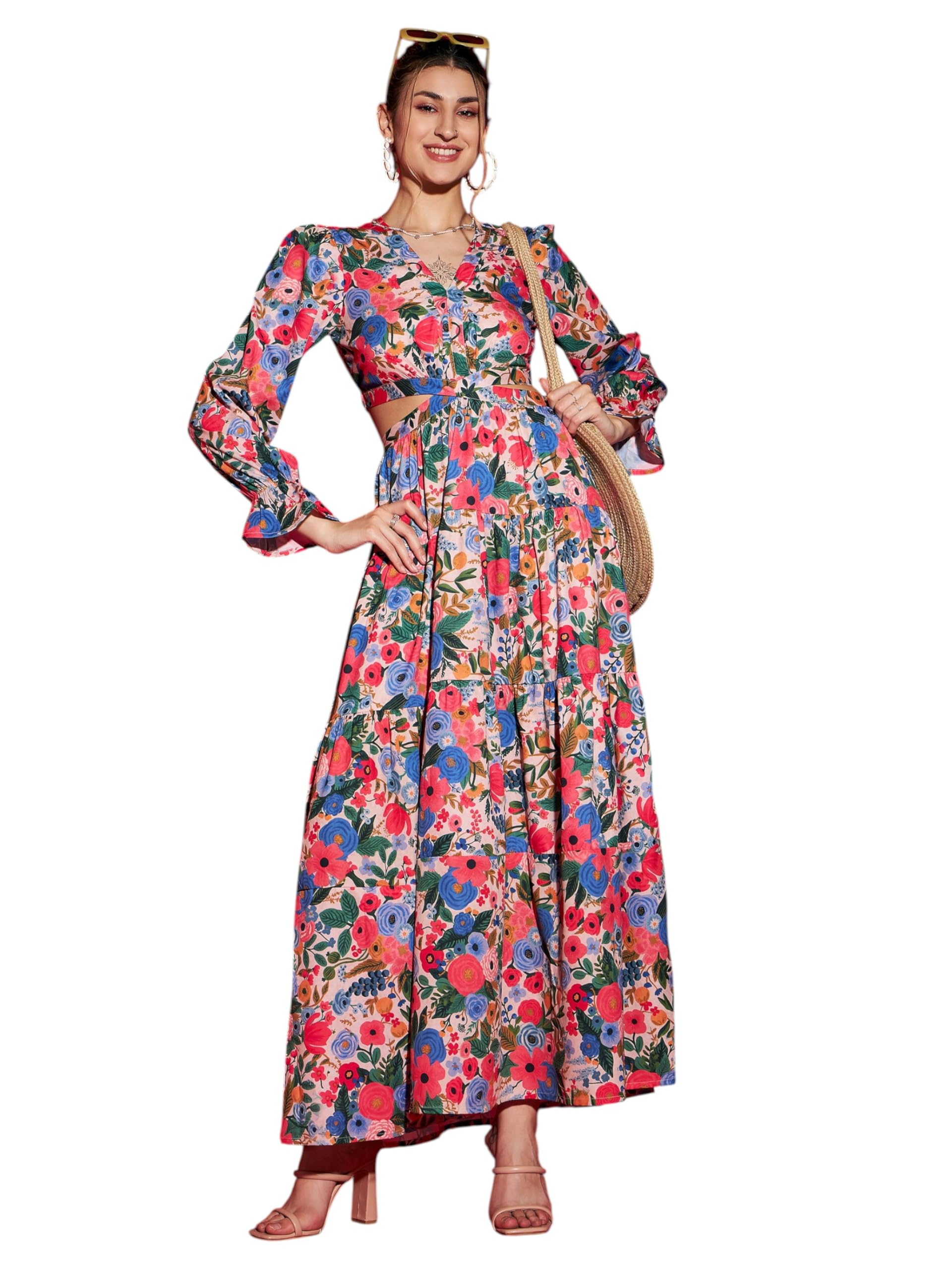 sassafras Women's Poly Crepe Fit and Flare Ankle Length Casual Dress-picture-26