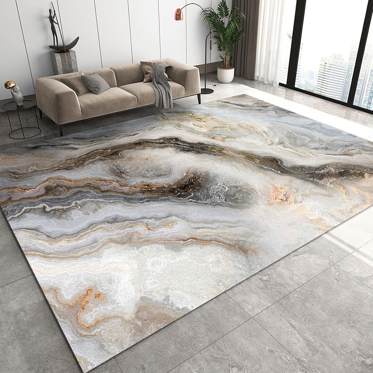 Marble Texture Rug 3D Printed Carpet Large Non Slip Area Rugs Washable Soft Flannel Floor Mat For Kids Room Living Room Bedroom60 X 90 Cm / 23.6 X 35.4 - Polyester Soft Touch Easy Clean -4.46897