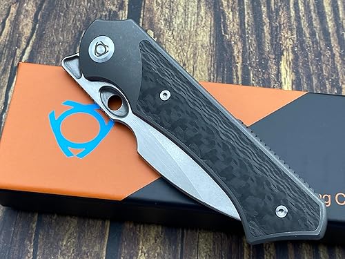 Miniatura 7 de Sixleaf Cuchillo plegable M390 Hoja TC4 aleación de titaniofibra de carbono Mango SL-28