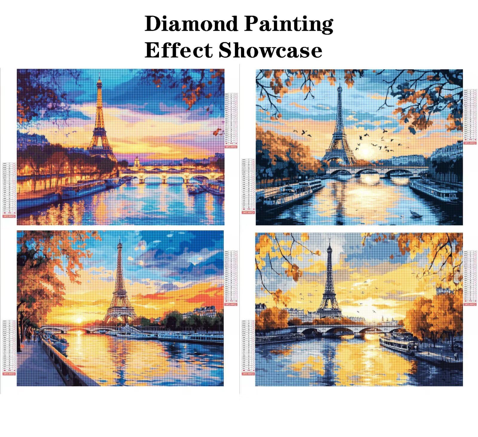 Diamond Painting Eckige Steine 4er set Diamond Painting Paris 50x40cm 2026 New 5D DIY Malen Nach Zahlen Erwachsene,Bastelset Kinder ab 6 Jahre,Kleine Geschenke für Frauen,Mädchen (Eiffelturm-2) K-a1