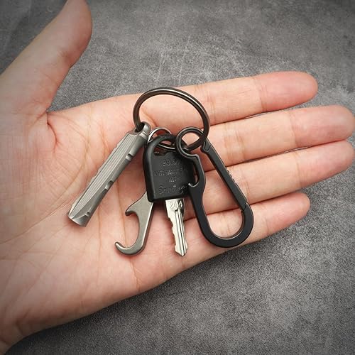 Miniatura 7 de Small Titanium Keychain Clip with Titanium Key Ring, Key Chain Clip Key Holder