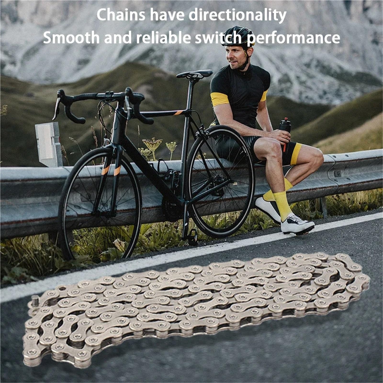 Chaîne de vélo 11 vitesses - 116 maillons avec maillon rapide for vélos route et électriques