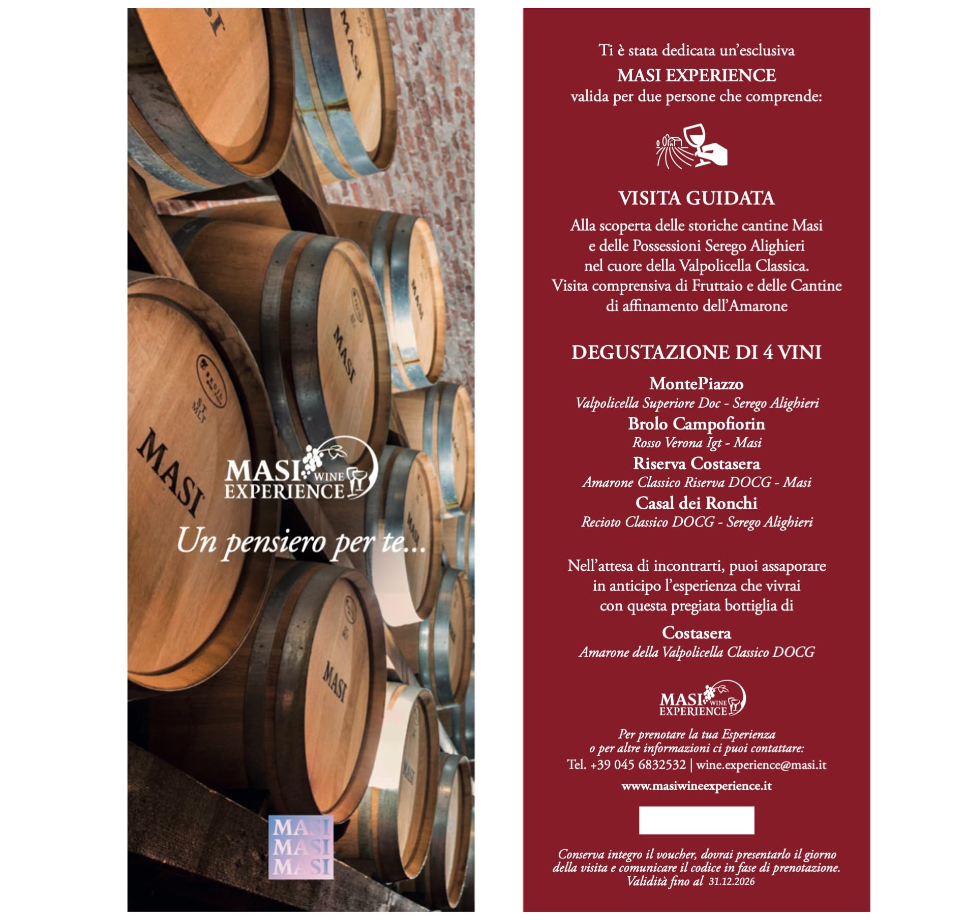 ESCLUSIVA ESPERIENZA CANTINA "MASI EXPERIENCE" & COSTASERA 2017 | Amarone Classico DOCG | 750 ml | Appassimento Expertise | Confezione in Legno