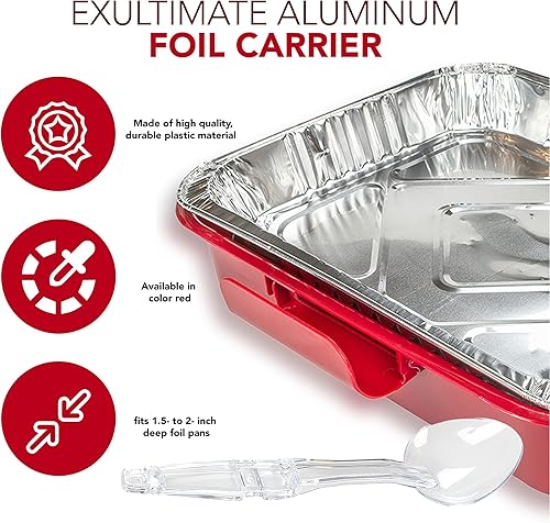 Miniatura 3 de Bandeja portadora de papel de aluminio con 2 bandejas de papel de aluminio Exultimate (rojo)
