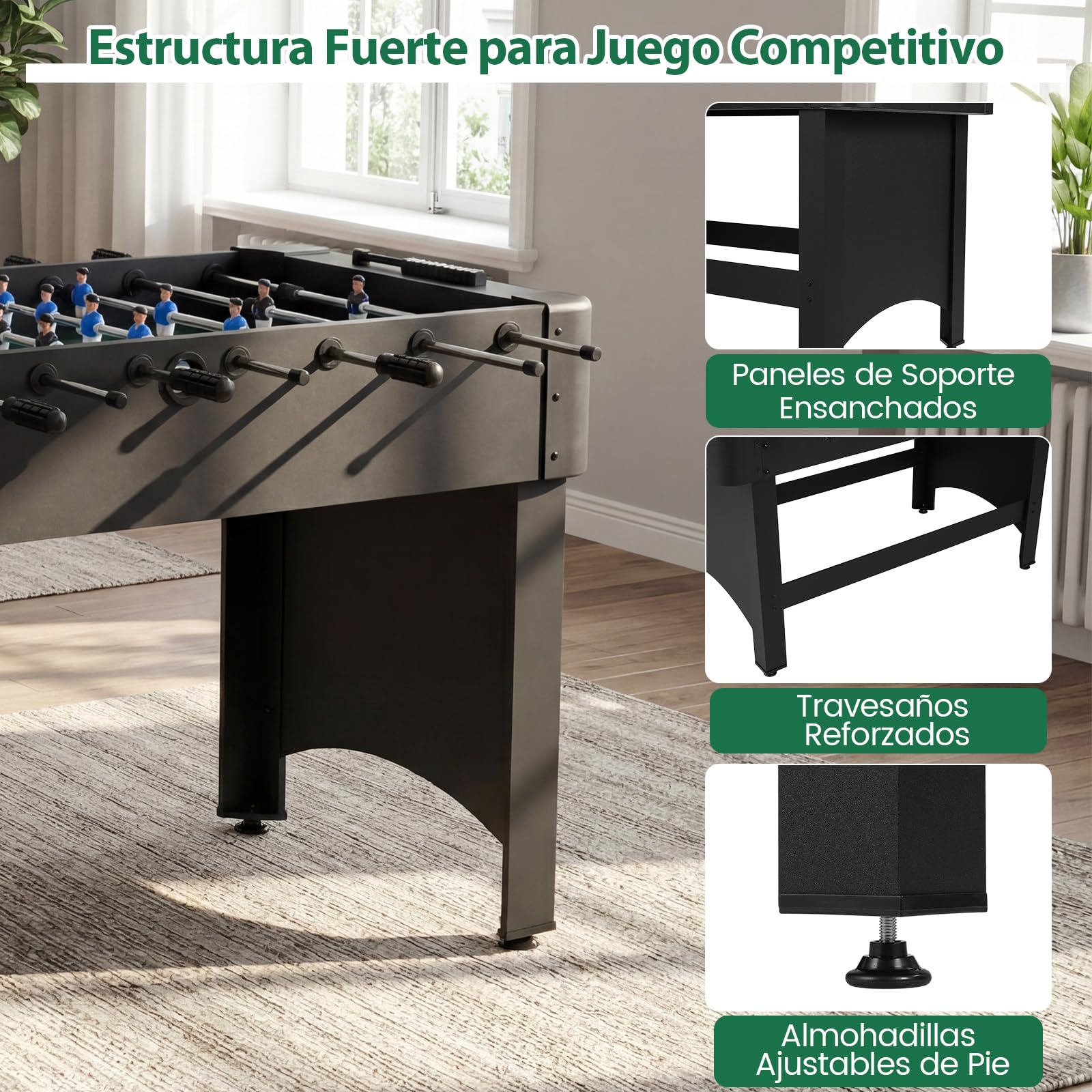 COSTWAY Mesa de Futbolín, Mesa de Juego de Fútbol con Patas, 22 Jugadores, 2 Pelotas y Marcadores Deslizantes, Set de Fútbol Arcade para Niños y Adultos, Salas de Juegos