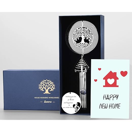 Housewarming Wind Chime with Tree of Life Wind Spinner - Housewarming Gifts for New House - House Warming Gift Ideas for New Homeowners - House Warming Gifts New Home Couple