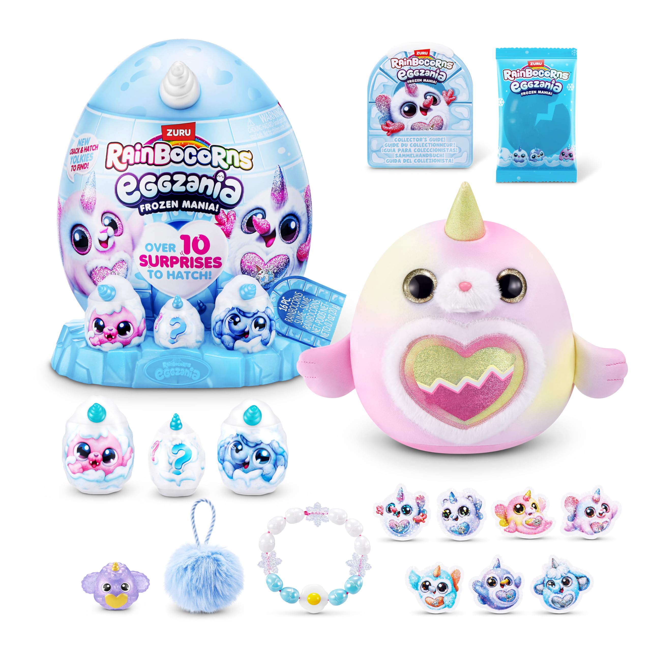 Rainbocorns Eggzania Frozen Mania by ZURU, Collectible Plush Toy for Girls 3+, Blizzy, 19 cm x 24.1 cm x 17.5 cm