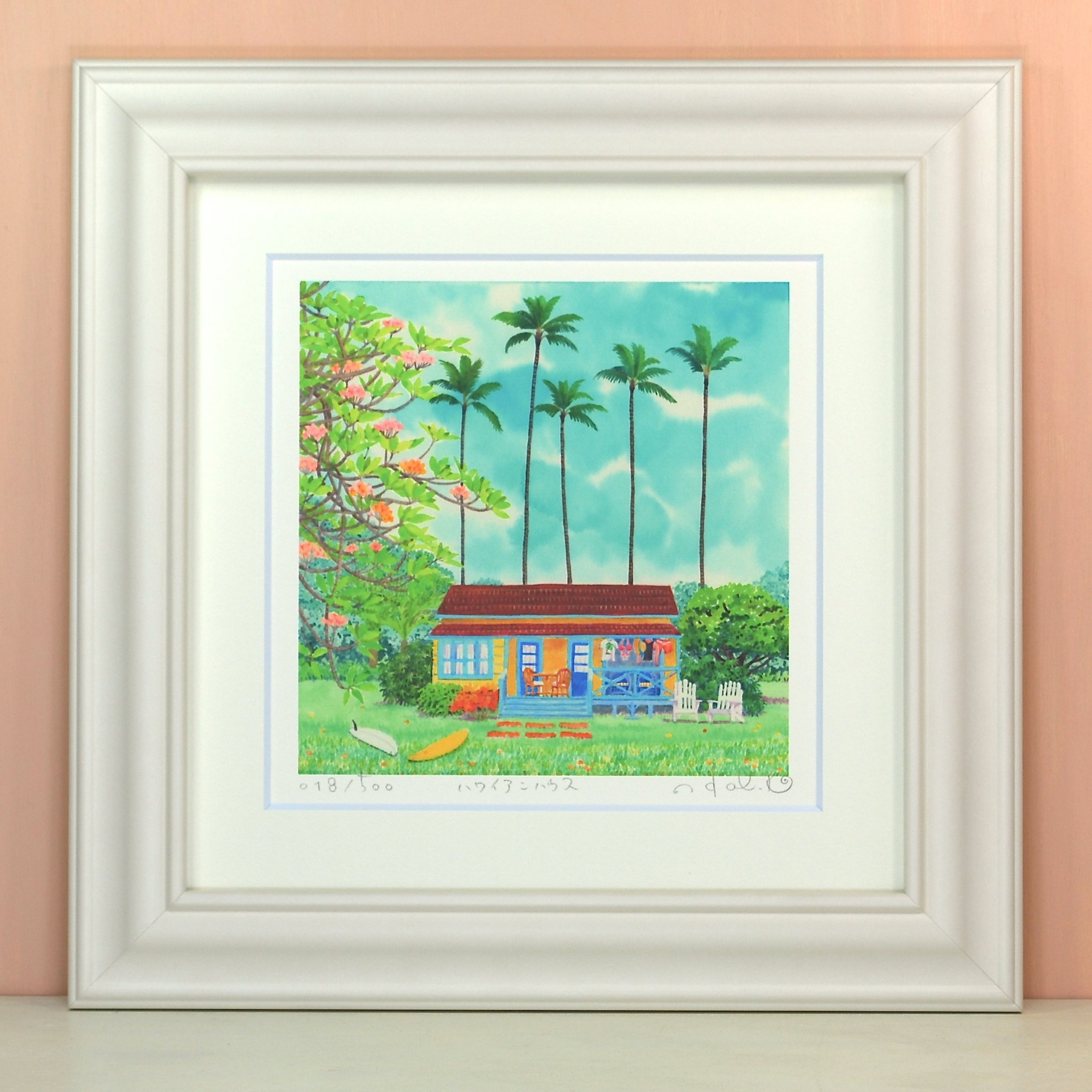 Amazon.co.jp: Watercolor Hawaiian House Harumi Kurinogi Painting
