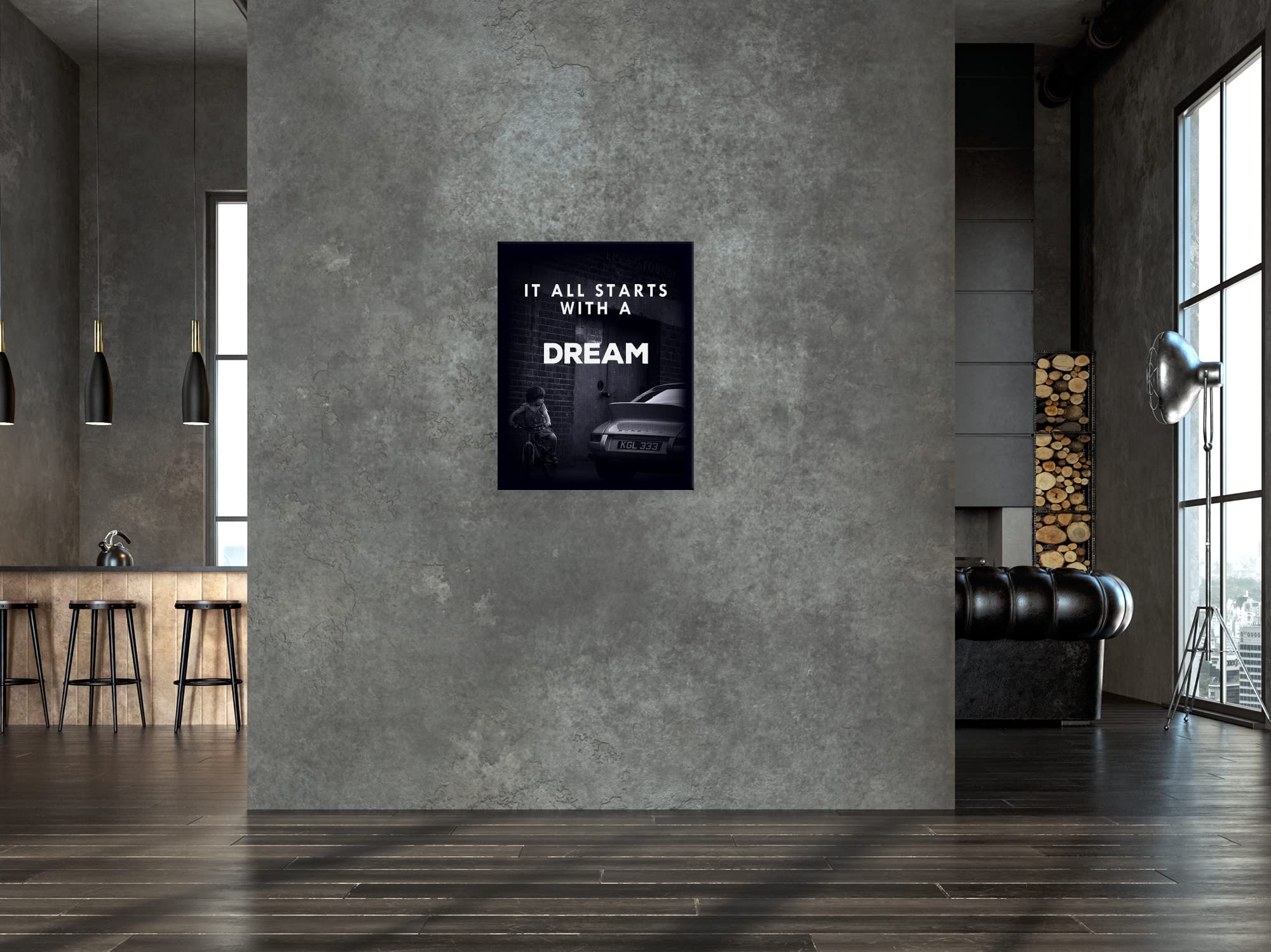 tradercat Poster XXL motivazionale - it all starts with a dream - Poster per successo e fitness, tela e poster completo e pronto da appendere (105 x 140 cm)