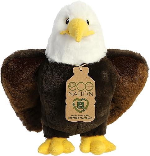 Aurora Eco-Friendly Eco Nation - Animal de peluche ecológico, hecho con materiales reciclados, águila color marrón, 9.5 pulgadas