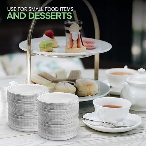 Miniatura 7 de Stock Your Home Platos de papel de 6 pulgadas sin recubrimiento, platos de postre desechables para todos los días, plato de papel de 6 pulgadas, a