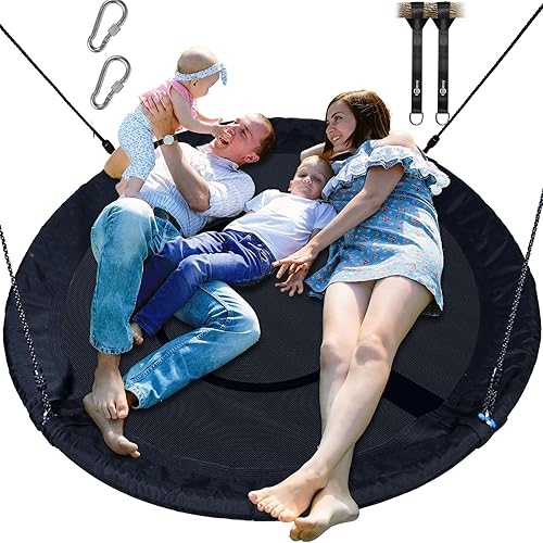 Trekassy Columpio de árbol grande de 60 pulgadas para niños y adultos, 900D Oxford impermeable con 2 correas para colgar, color negro