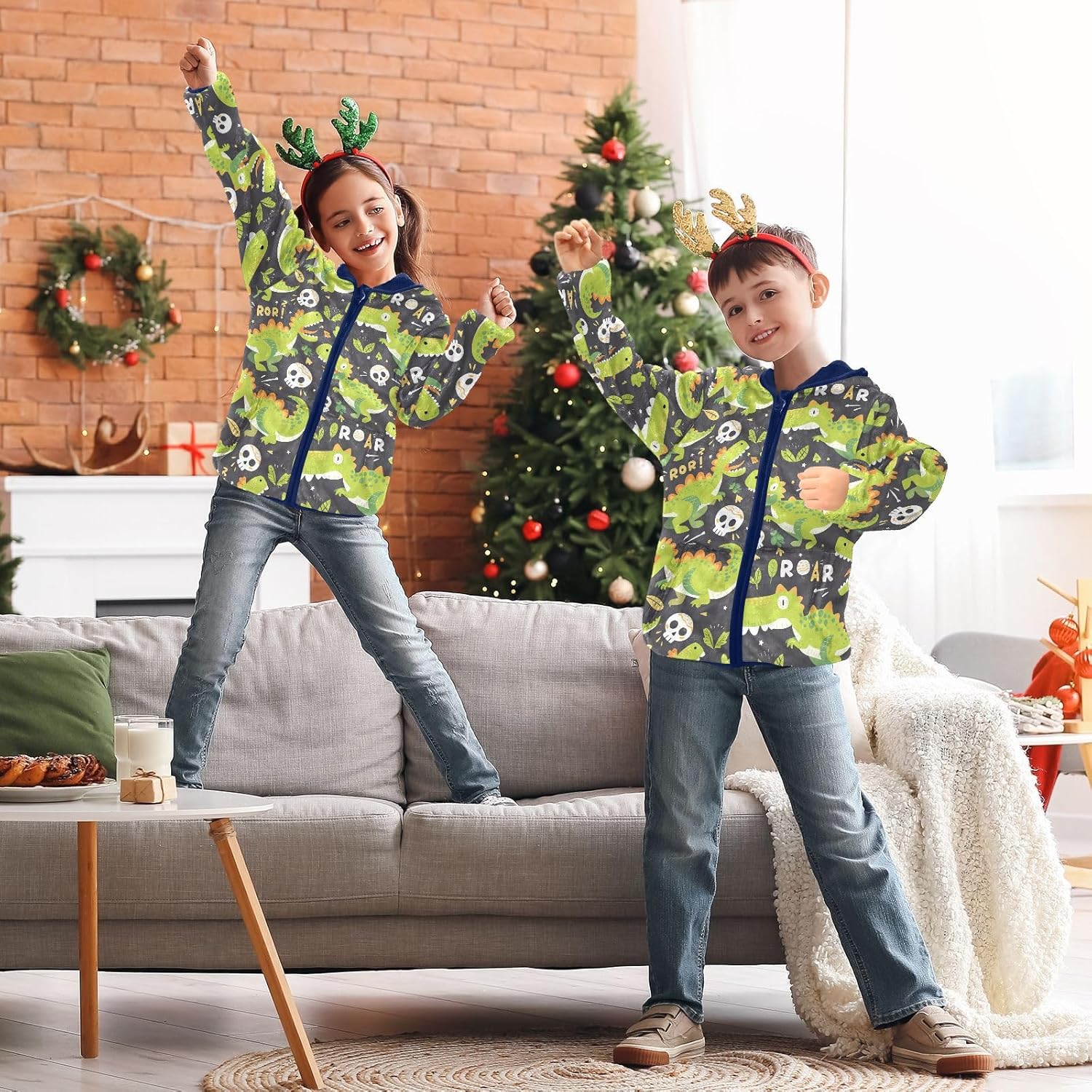 Cartoon-style Dinosaur Baby Fleece Jacket Kids Outerwear Boys Navy Blue Baby Zipper Hoodie abrigo para nina 9-10T