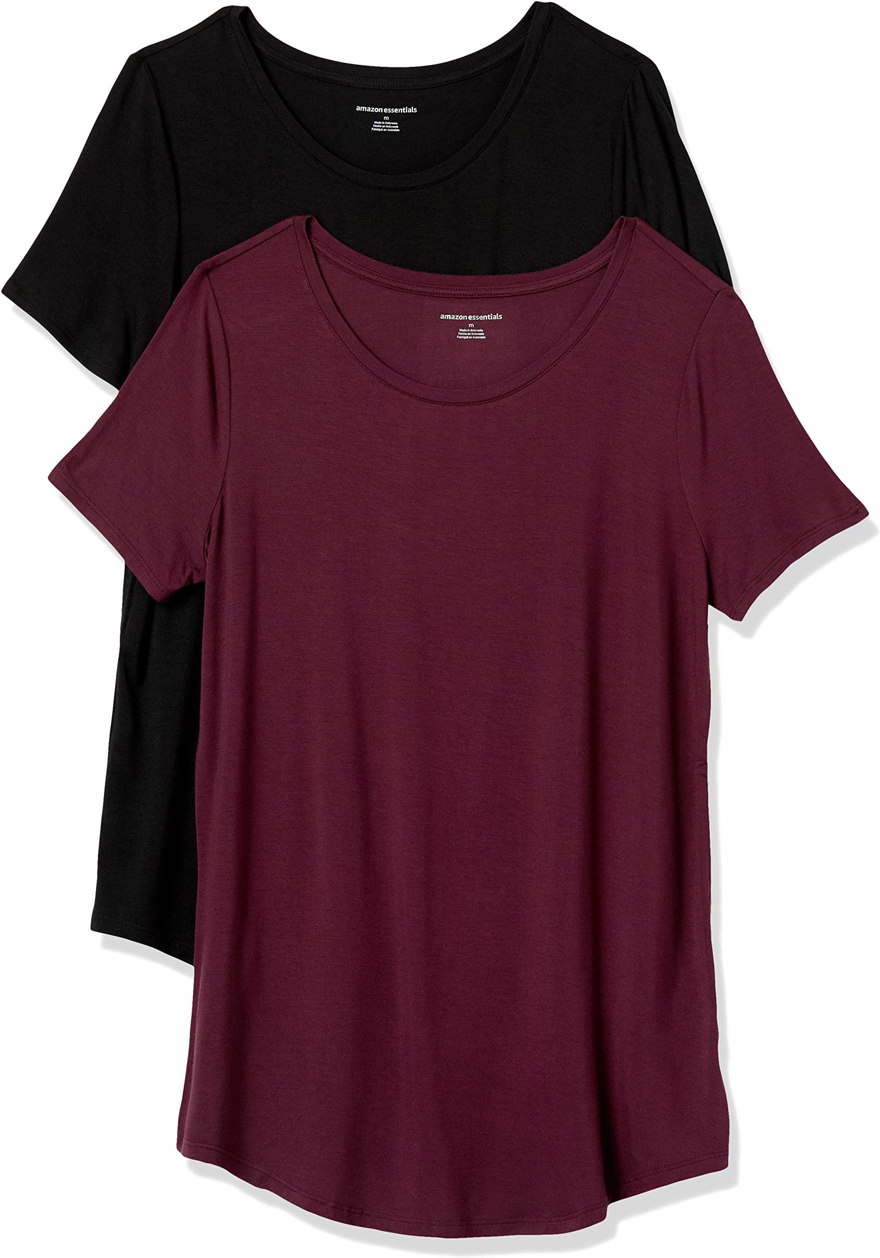 Amazon Essentials Women's Short-Sleeve Scoopneck Tunic Tops, Pack of 2