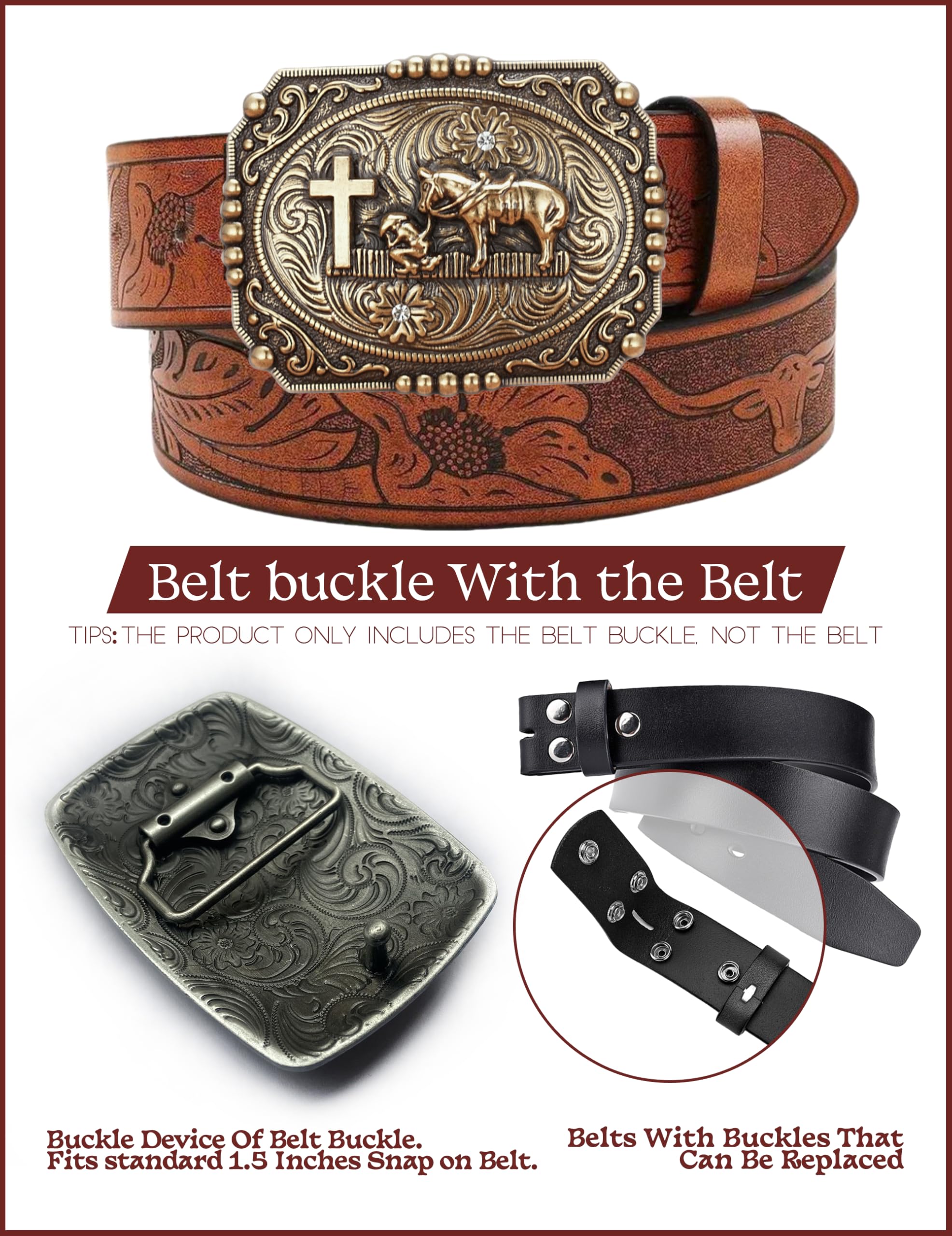 PlusZis Western Cowboy Cowgirl Belt Buckles for Men and Women