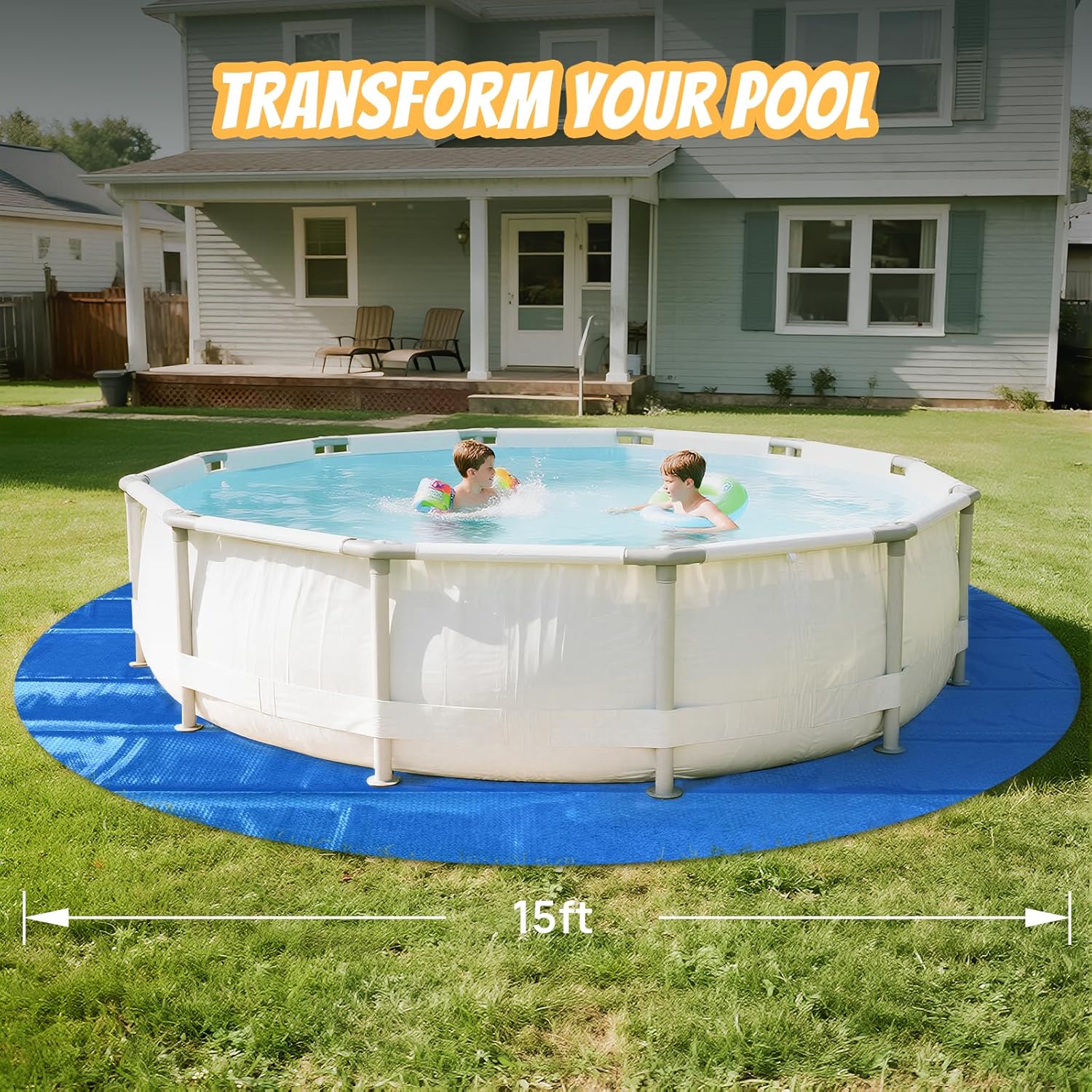 Pool Liner Pad for Above Ground Pools, 15 FT Round Pool Pad, Puncture Protection Mat, Extend Swimming Pool Liner Life, Durable PE Material
