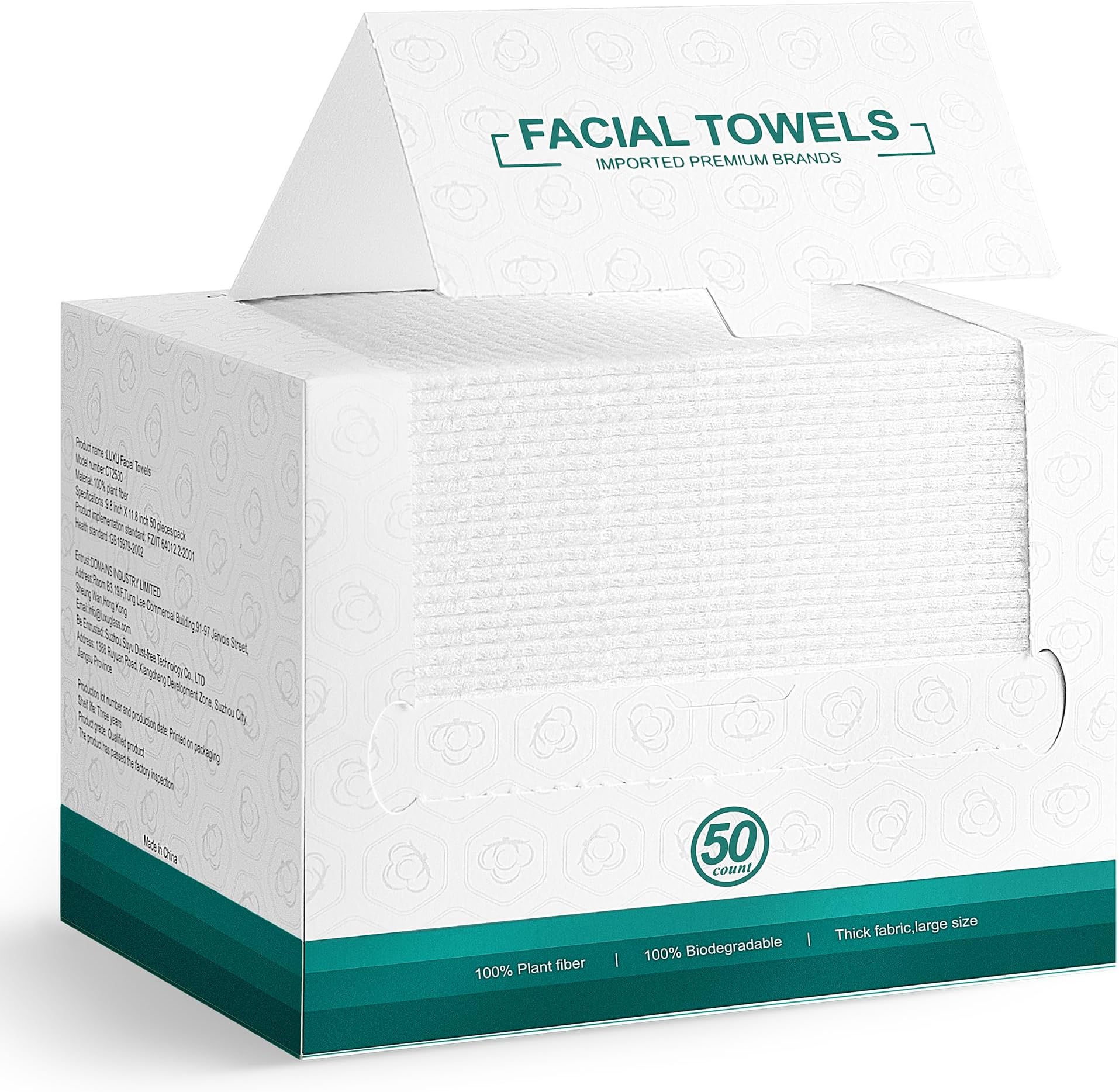 Face Towels,50 Count,10"x12"Disposable Face Towel,Makeup Remover Face Towelettes Disposable,Sensitive Skin&Daily Skin Care