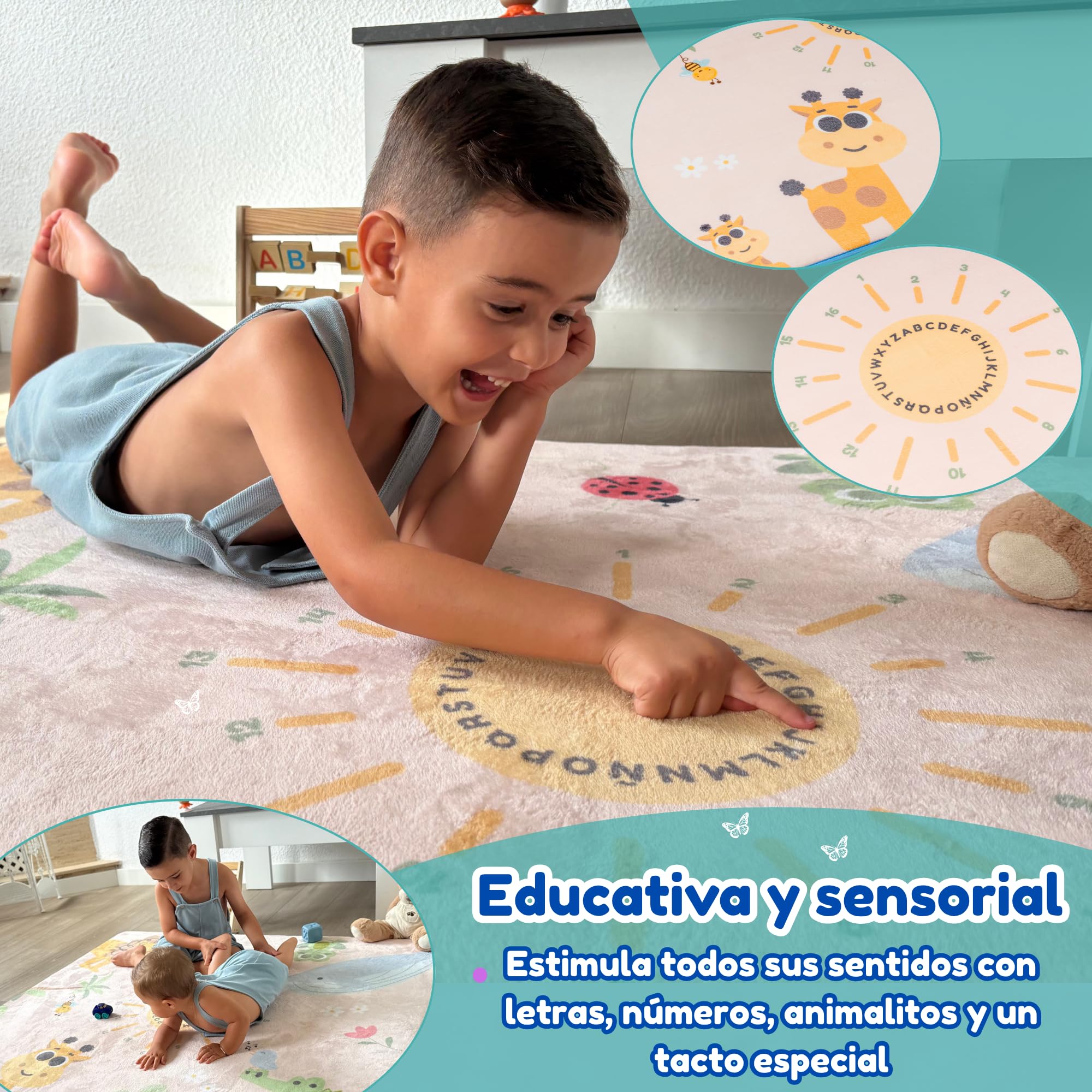 Alfombra Bebe Acolchada Plegable -130x130 2cm - Colchoneta Bebe Suelo - Suelo Bebes Acolchado - Manta Suelo Bebe - Alfombra Infantil - Tummy Time Bebe - Alfombra Suelo Bebe - Playmat