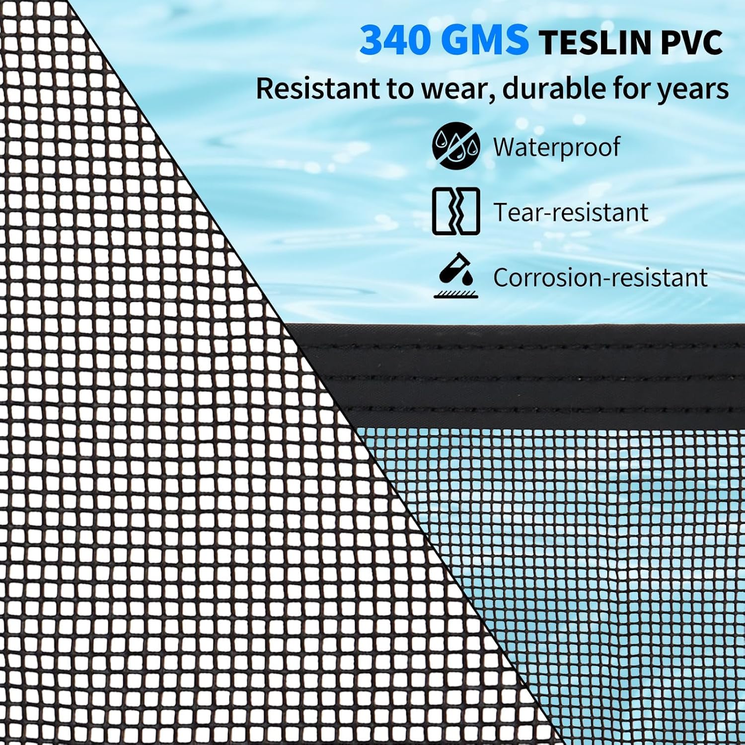 Swimming Pool Fence 4Ft x 108Ft, Ground Safety Fencing with Gate, Removable Safety Barrier for Swimming Pools, 320GSM Tear-Resistant Mesh, Easy DIY Installation, Black