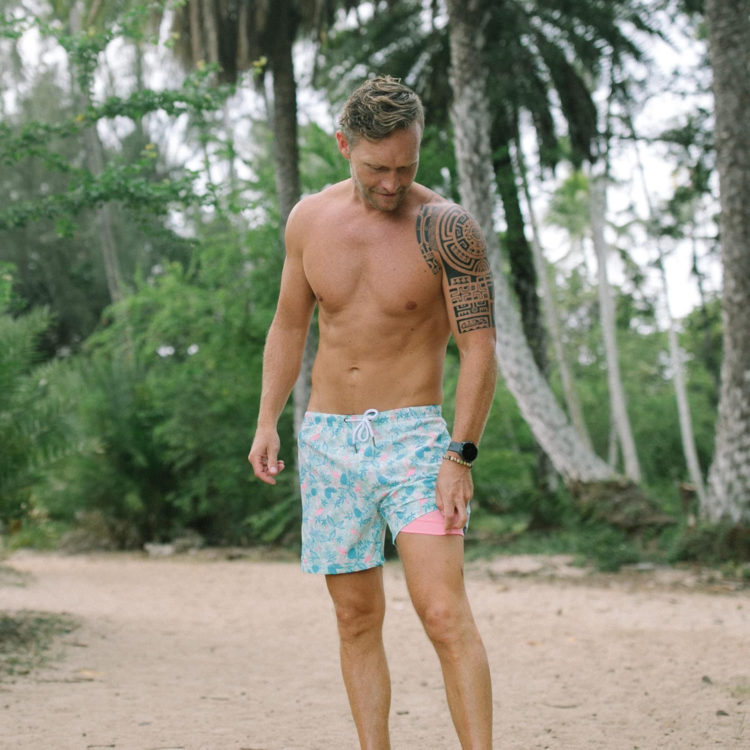 Third Wave Swim Trunks with Compression Liner - Men's Premium 5 Inch Inseam Quick Dry Swim Shorts for Beach and Swimming - Image 3