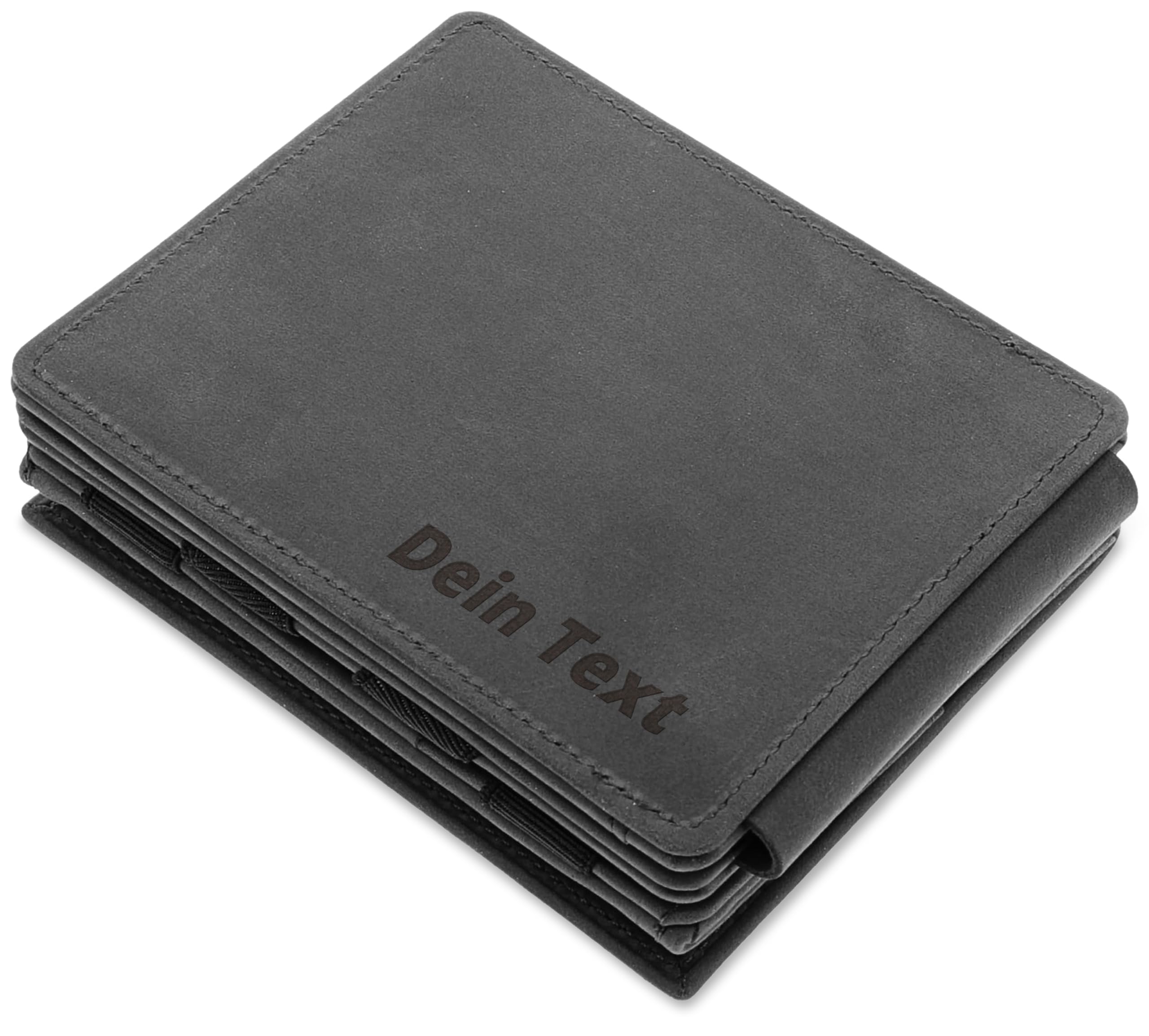 Jaimie Jacobs Flap Boy XL mit Gravur Magic Wallet mit Münzfach RFID-Schutz Geldbeutel Platz für 13 Karten (Büffelleder Schwarz)