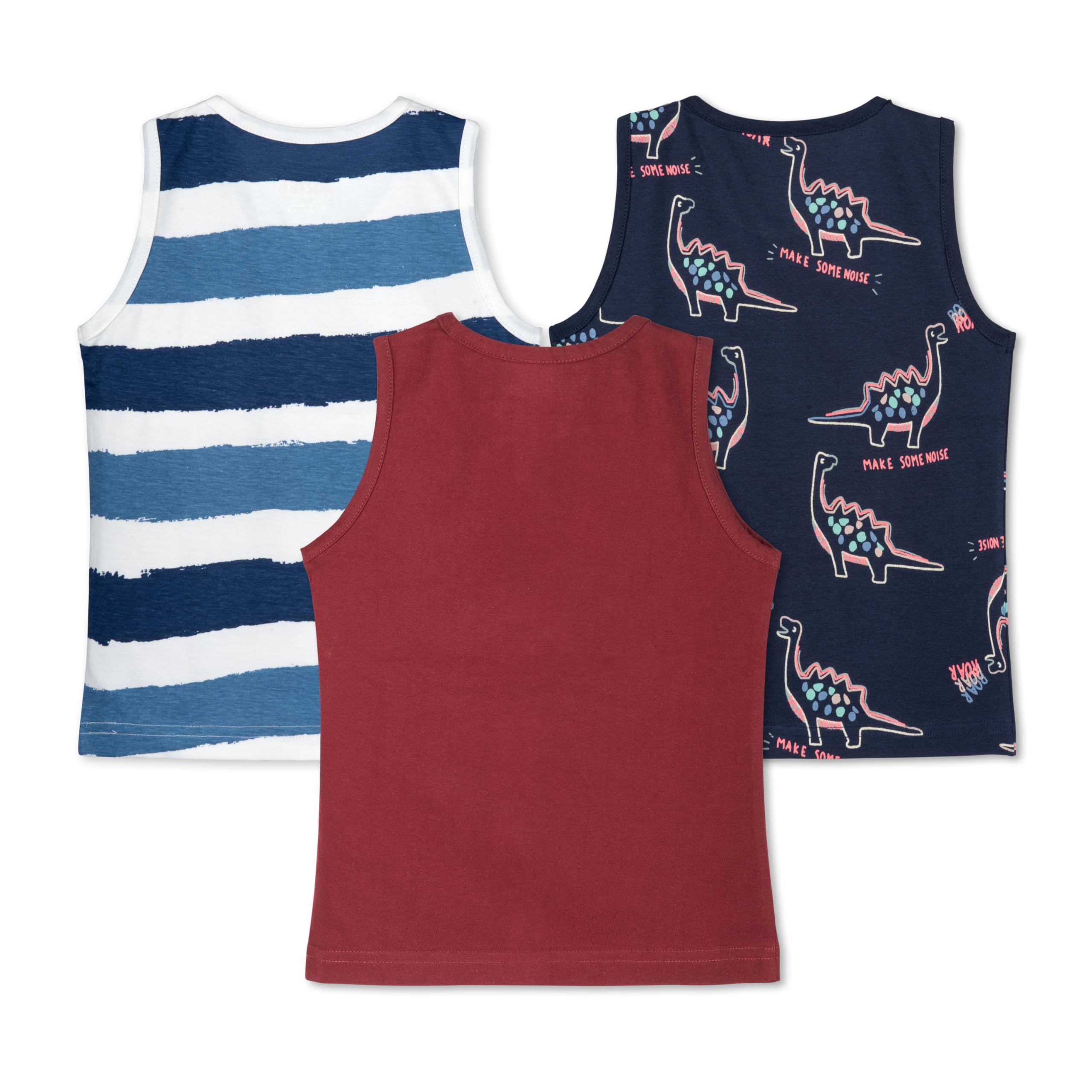 Real Basics Cotton Boys Regular Fit Vests(Rb-Bb-Tvest-P4-06-Mdino_Multicolor_0-6 Years)