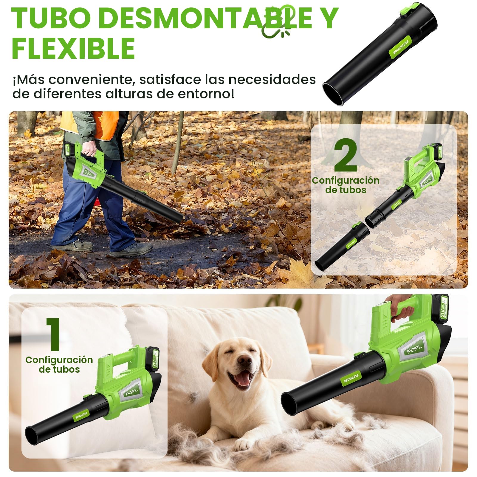 Soplador De Hojas Bateria, Velocidad Máxima del Viento 245 Km/h, Equipado con 2 Baterías De 4,0 Ah, Correa De Hombro De 1,6 m y Cargador Rápido, Utilizado para Limpiar Hojas De Jardín, Nieve, Polvo