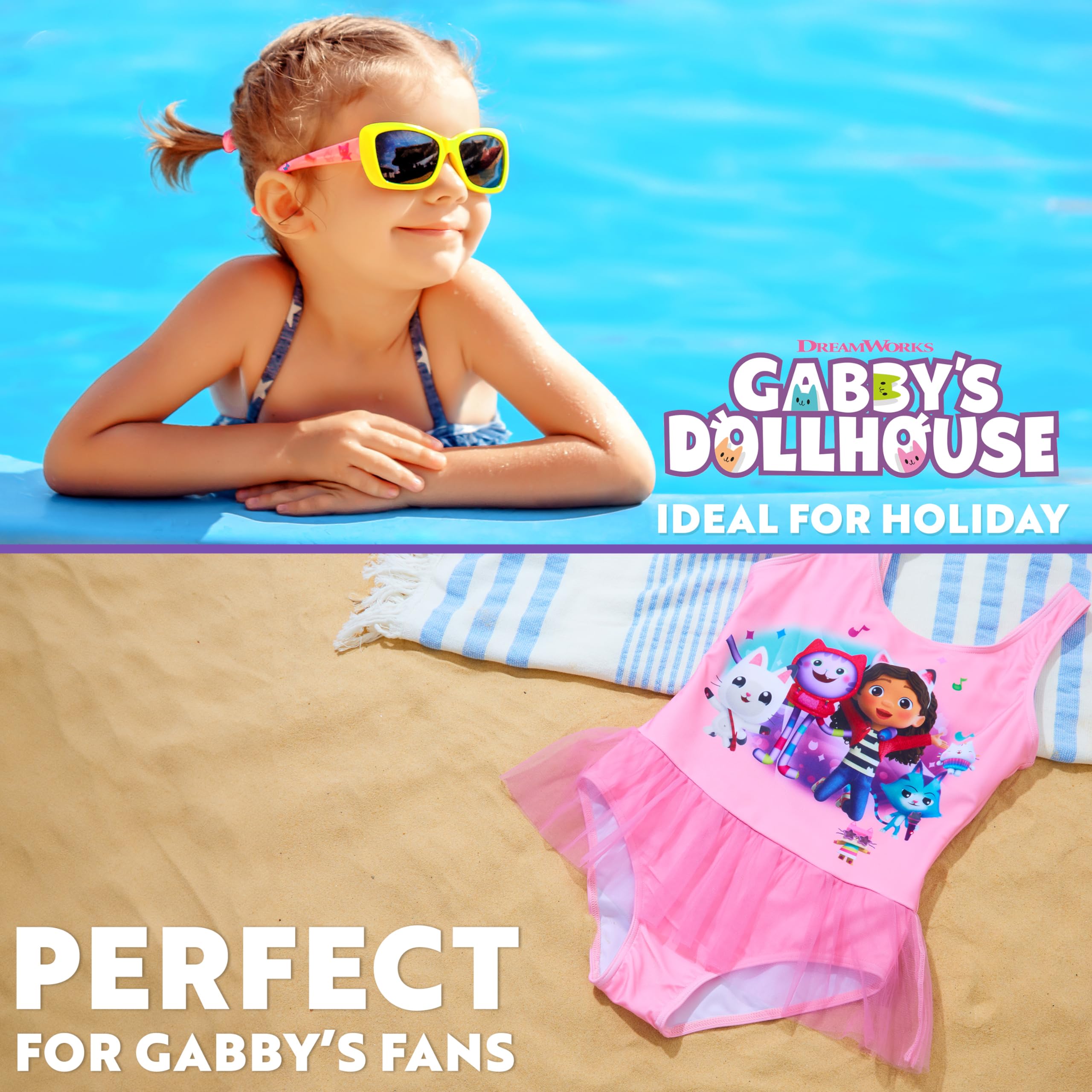 Gabby's Kostium kąpielowy dla dziewczynki Gabbys Dollhouse, jednoczęściowy strój kąpielowy na plażę lub basen