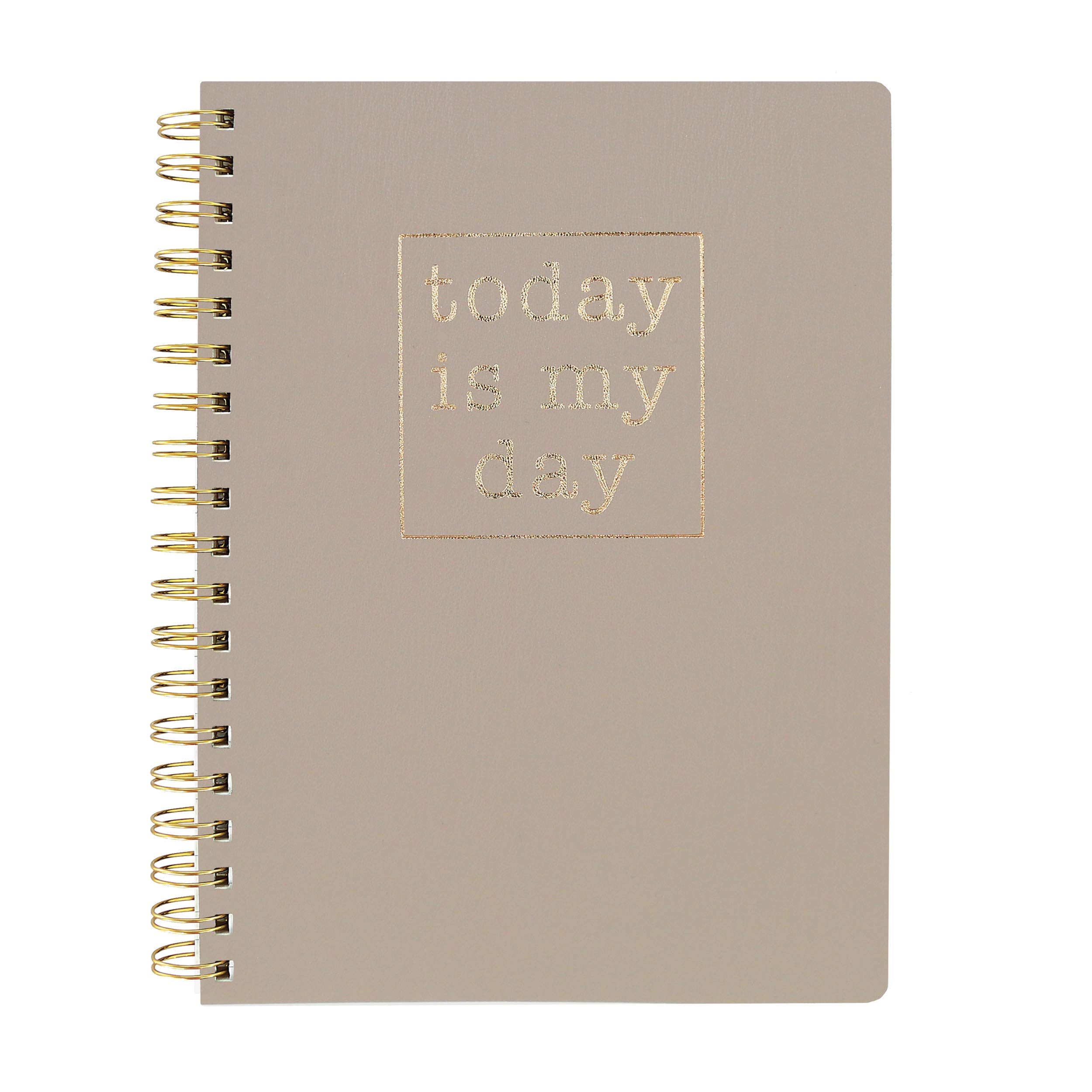 Graphique Vegan Leather Spiral Journal, “Today” – 8” x 10", 192 Lined Pages, "Today is My Day" Quote Embellished in Gold Foil on the Cover – Perfect for Taking Notes, Lists and More — image 1