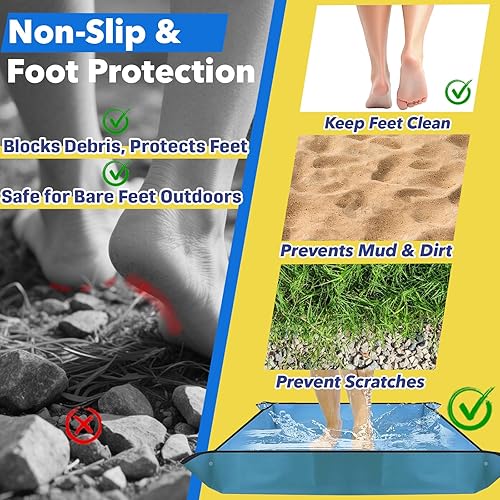 Miniatura 5 de Alfombra de ducha de 39.4 x 39.4 pulgadas, almohadilla de suelo de polietileno antideslizante, plegable y portátil, cambiador al aire libre,