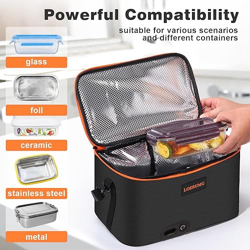 Miniatura 4 de Lonchera de 14 x 8 pulgadas, calentador de alimentos, horno portátil con calefacción por microondas personal, lonchera térmica para cocinar al aire