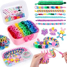EFOSHM Craft Set for Friendship Bracelets - 1000+ Pieces Soft Loom Bands Set, Jewellery Set for Crafts - Make Your Own Bracelets & Hair Bobbles Creative Gift for Girls & Boys