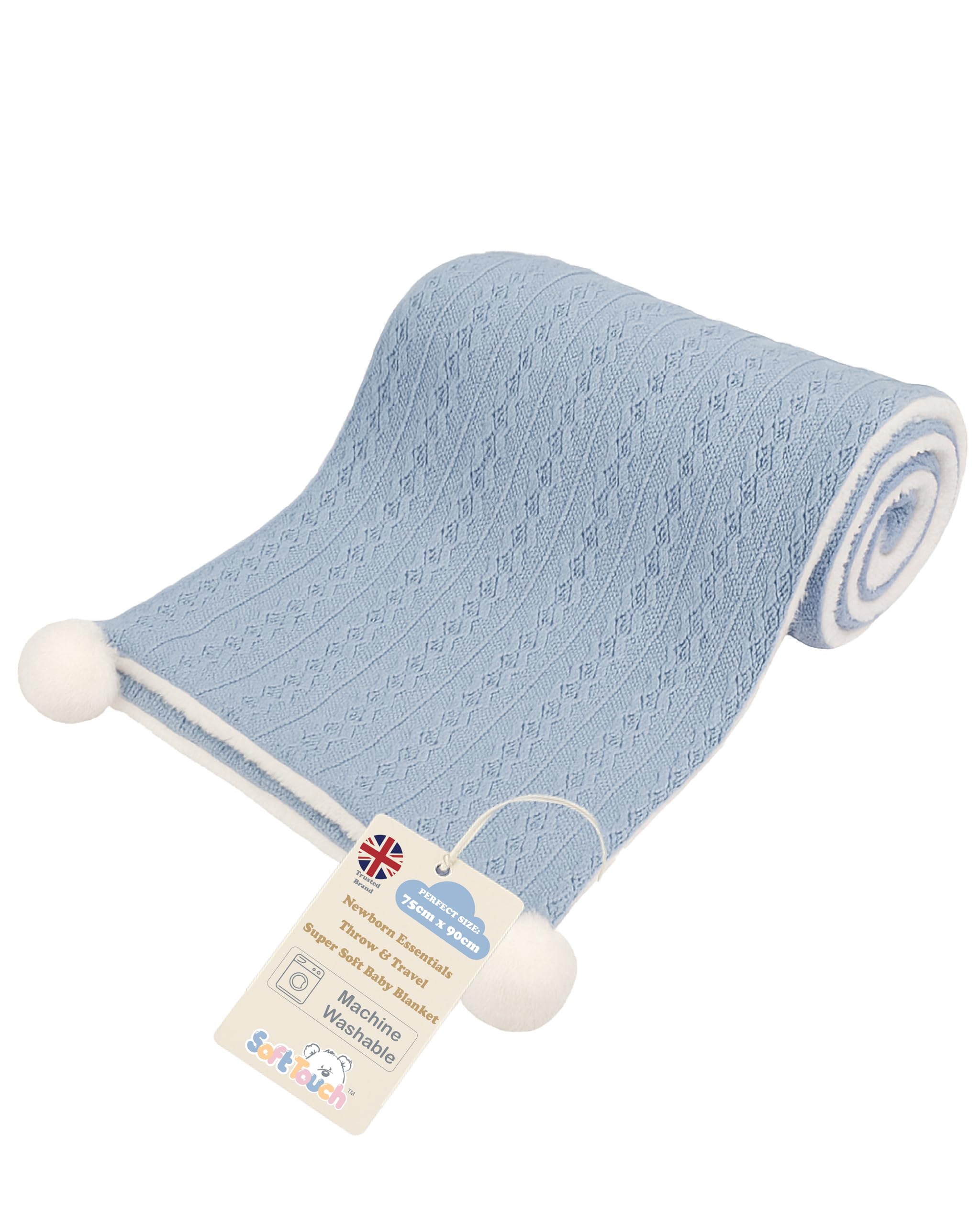 Soft Touch Newborn Essentials Cable Knit Baby Blanket with Sherpa Lining - Super Soft, Cosy, and Warm Blanket for Infants, Perfect for Swaddling and Cuddling — image 1