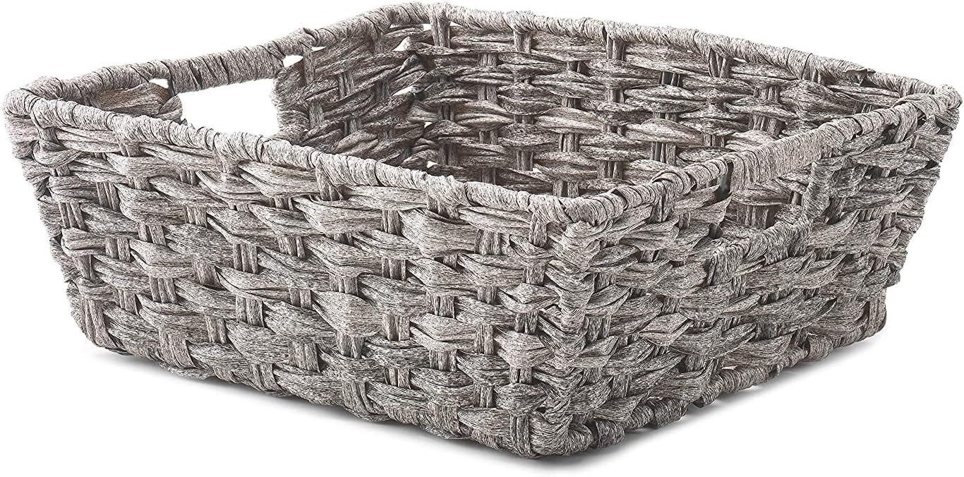 Whitmor Split Rattique Shelf Tote Gray Wash