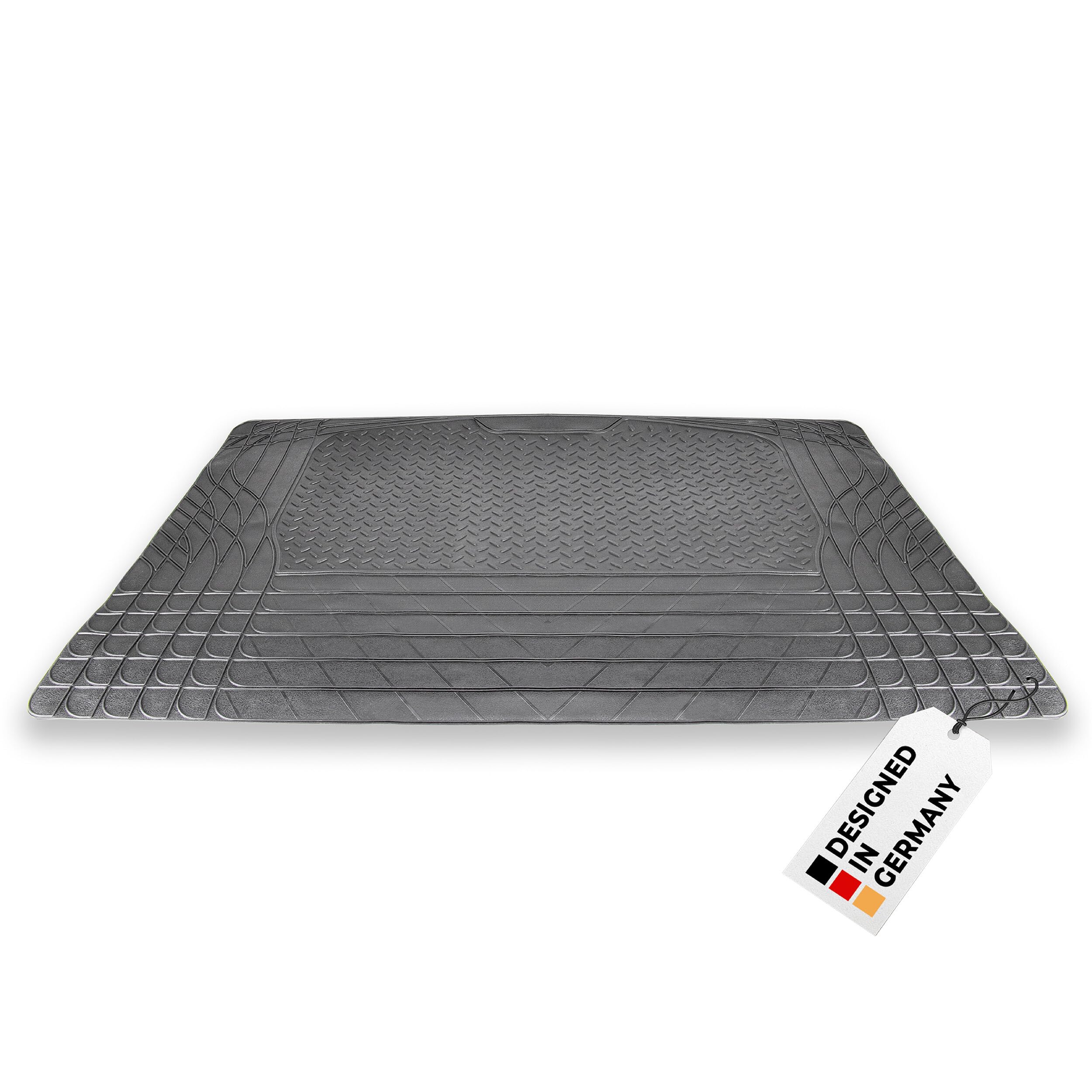 alca Kofferraummatte Gummi 120x80 cm I zuschneidbar I rutschfest I Schutzmatte für Kofferraum I schwarz I für PKW, SUV, Kombi I schützt vor Nässe, Schmutz und Unterbodenschäden