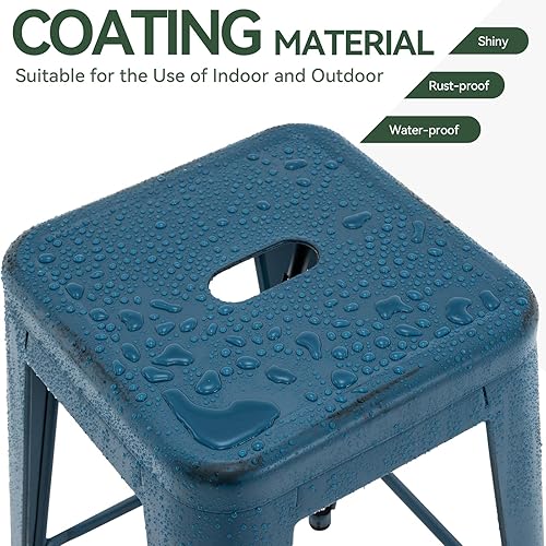 Miniatura 3 de Vogue Furniture Direct Taburetes de bar de metal de 24 pulgadas, taburetes de bar de altura de mostrador, taburetes apilables para interiores y