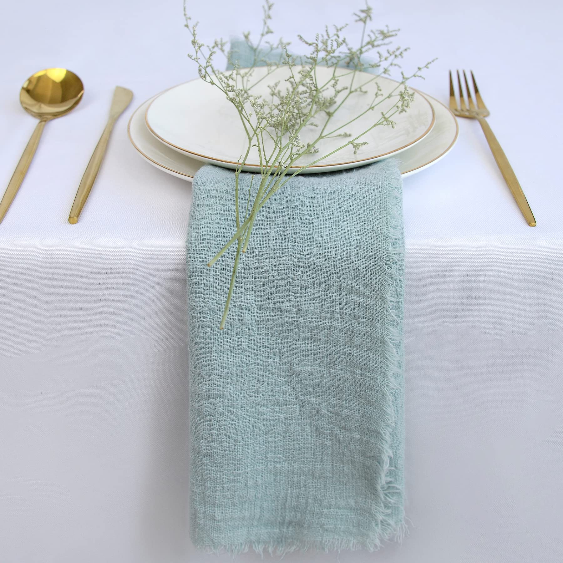 Set 6 Tovaglioli In Cotone Blu, 45x45 Cm, Stampati A Mano, Riutilizzabili E Lavabili, Per Cene E Matrimoni - 2