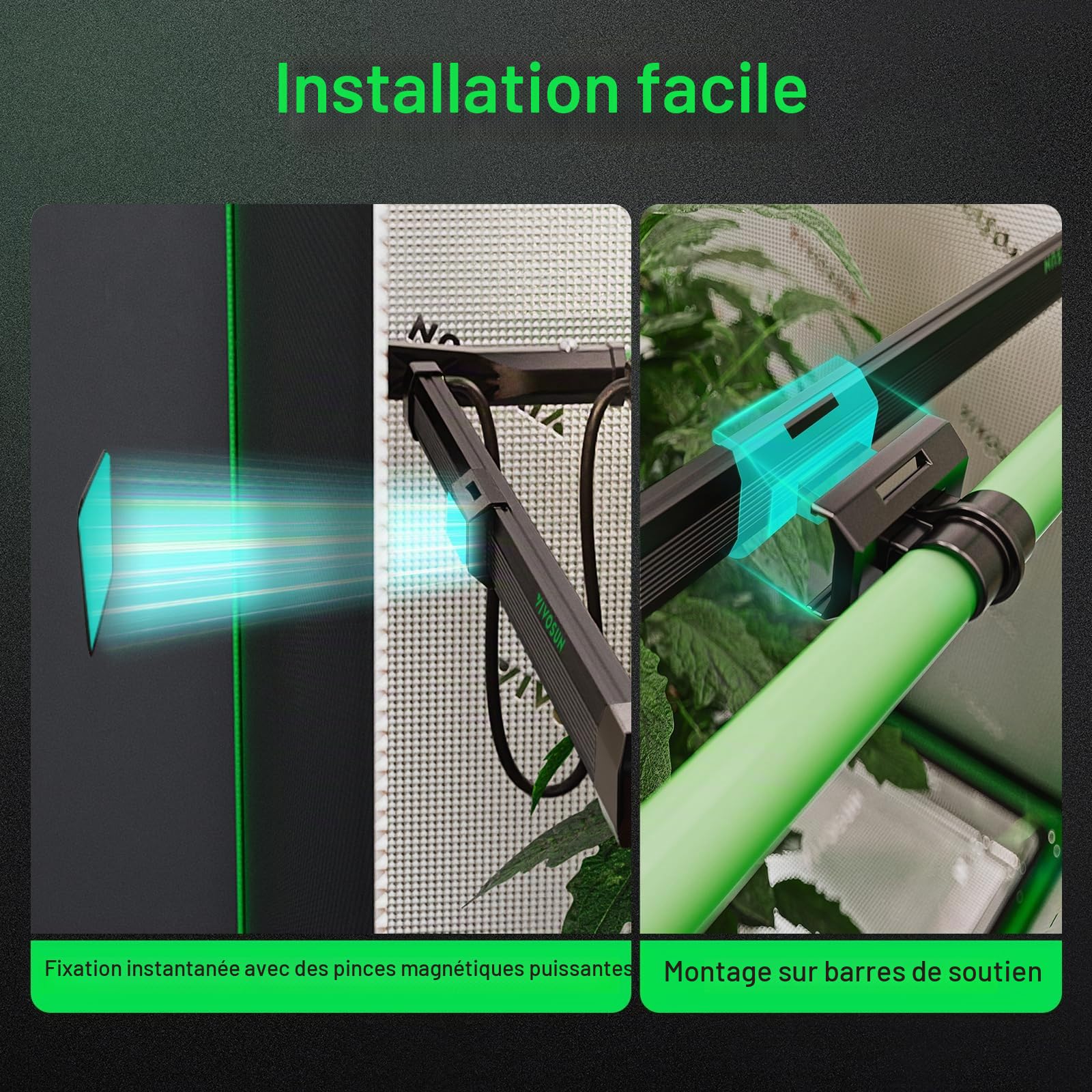 VIVOSUN Lumaray Lampe de Culture LED 40cm, Set de 4, Éclairage Latéral à Spectre Complet (60% Lumière Rouge) pour +25% Rendement, pour Serres de Culture, Fixation Magnétique, Compatible SGS