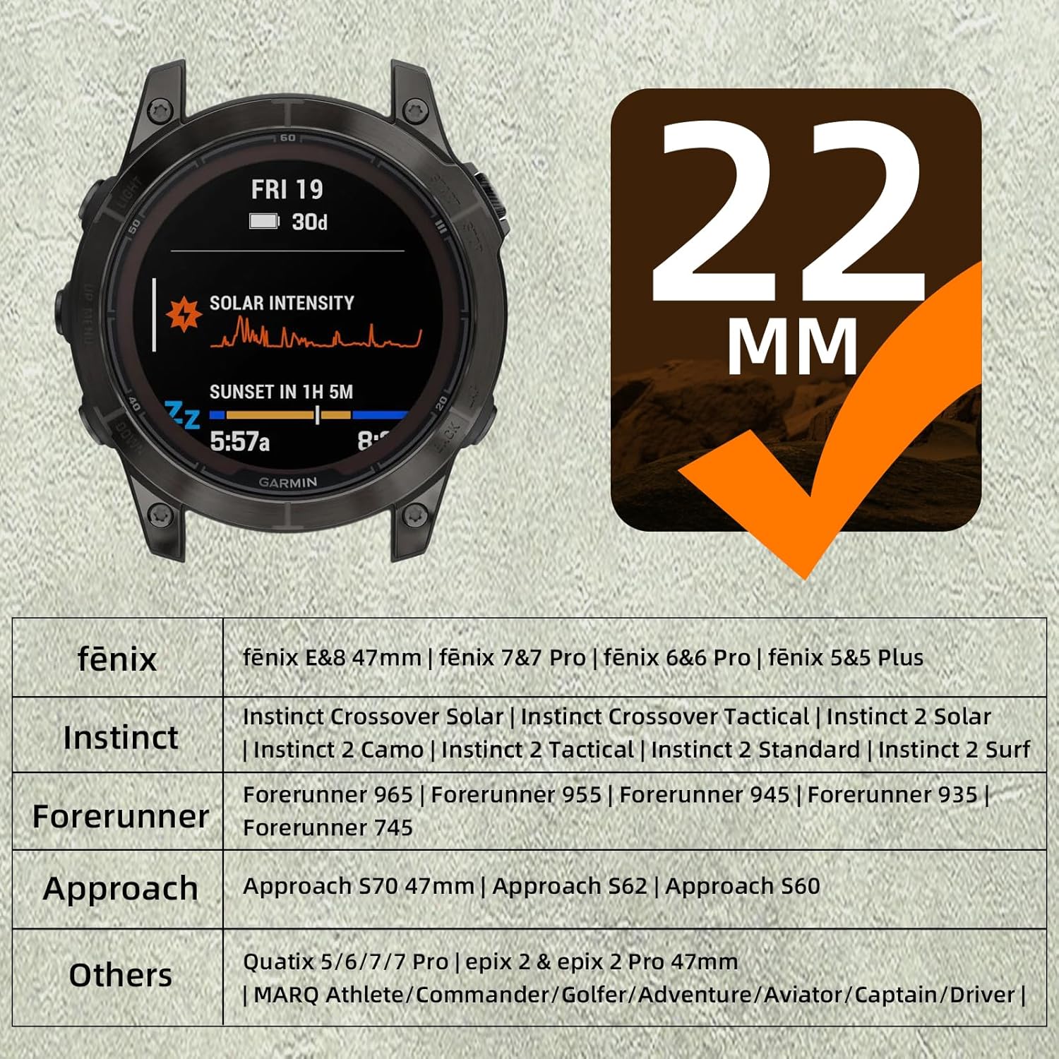 Bandletic Compatible with Garmin Fenix 6 Band - for Fenix 8 7 Band/Fenix 5 Watch Band, 22mm Quick Fit Silicone Rubber Strap for Fenix 7 6 Pro/5 Plus/Forerunner 965/945/Epix Pro Gen 2 47mm/Quatix 7 - Image 2